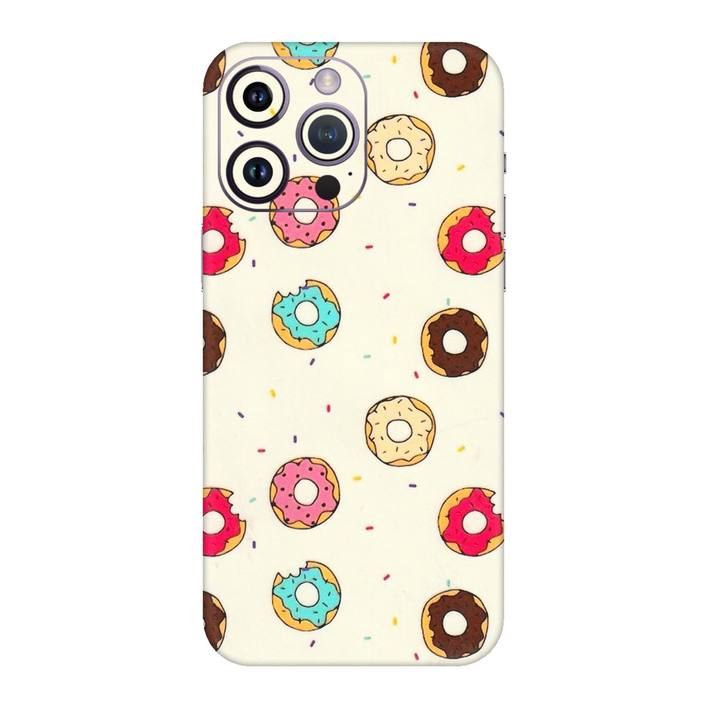Apple iPhone Skins (All Models) - Mini Donuts Doodle Art - 3D Embossed Finish (L-122) iPhone 14 Pro