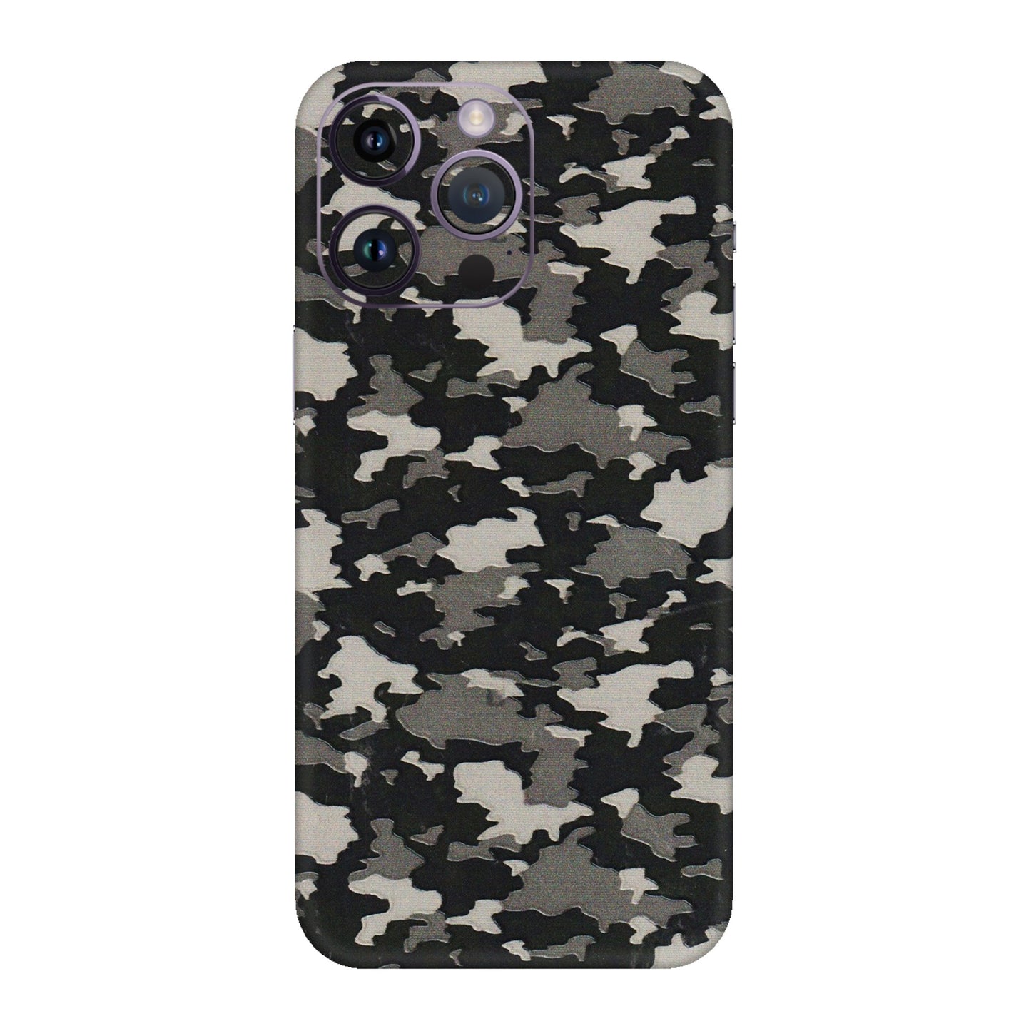 Apple iPhone Skins (All Models) - Black/Grey Camoflaunge - 3D Embossed Finish (L-142) iPhone 14 Pro