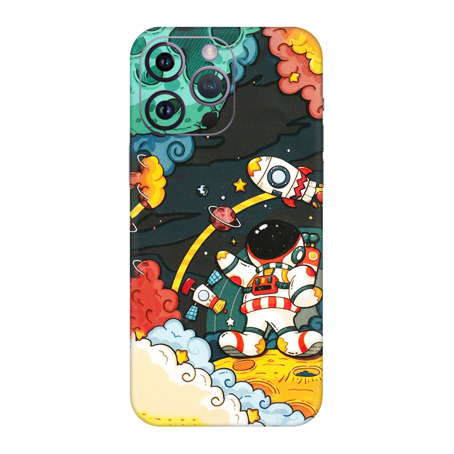 Apple iPhone Skins (All Models) - Astronauts & Spaceship - 3D Embossed Finish (L-145) iPhone 14 Pro