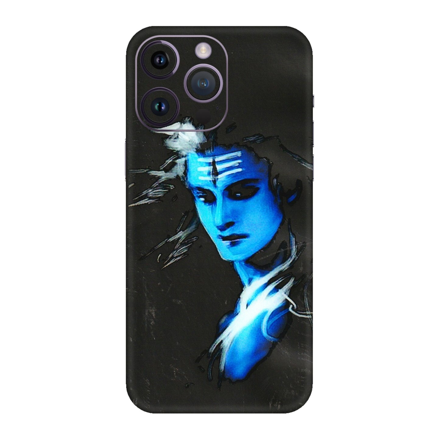 Apple iPhone Skins (All Models) - Har Har Mahadev Blue/Black - 3D Embossed Finish (L-185) iPhone 14 Pro