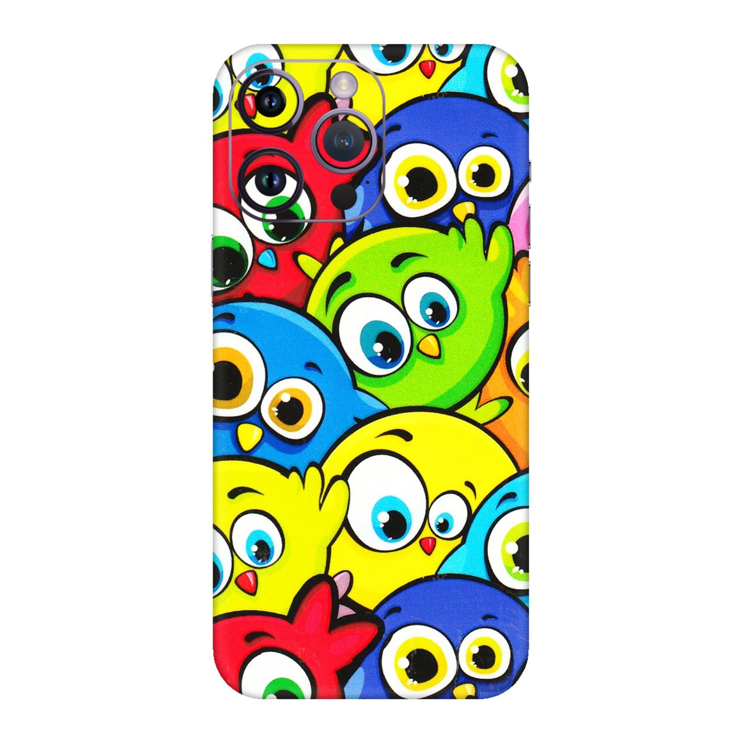 Apple iPhone Skins (All Models) - Cute Fluffy Birds - 3D Embossed Finish (L-213) iPhone 14 Pro