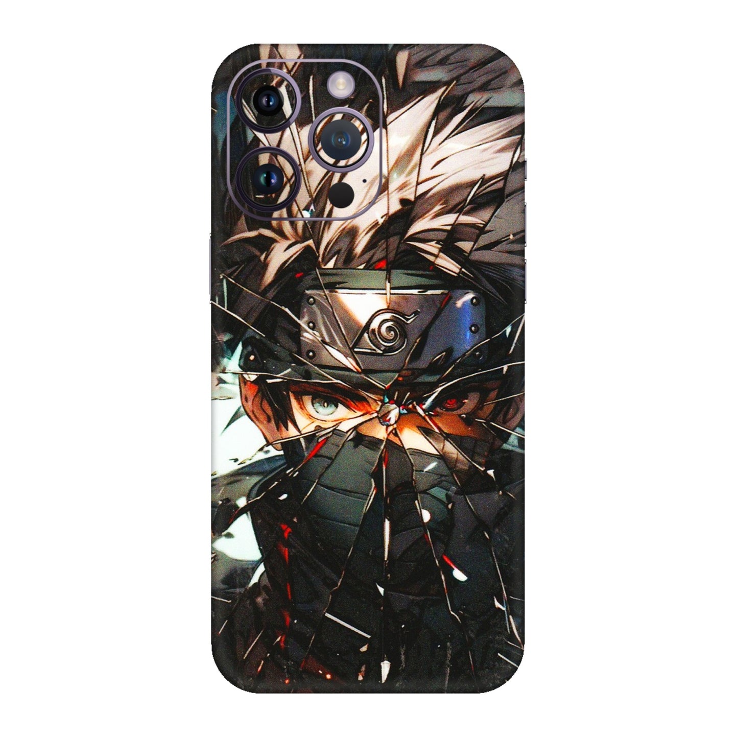 Apple iPhone Skins (All Models) - Kakashi Shattered Glass Effect - 3D Embossed Finish (L-237) iPhone 14 Pro