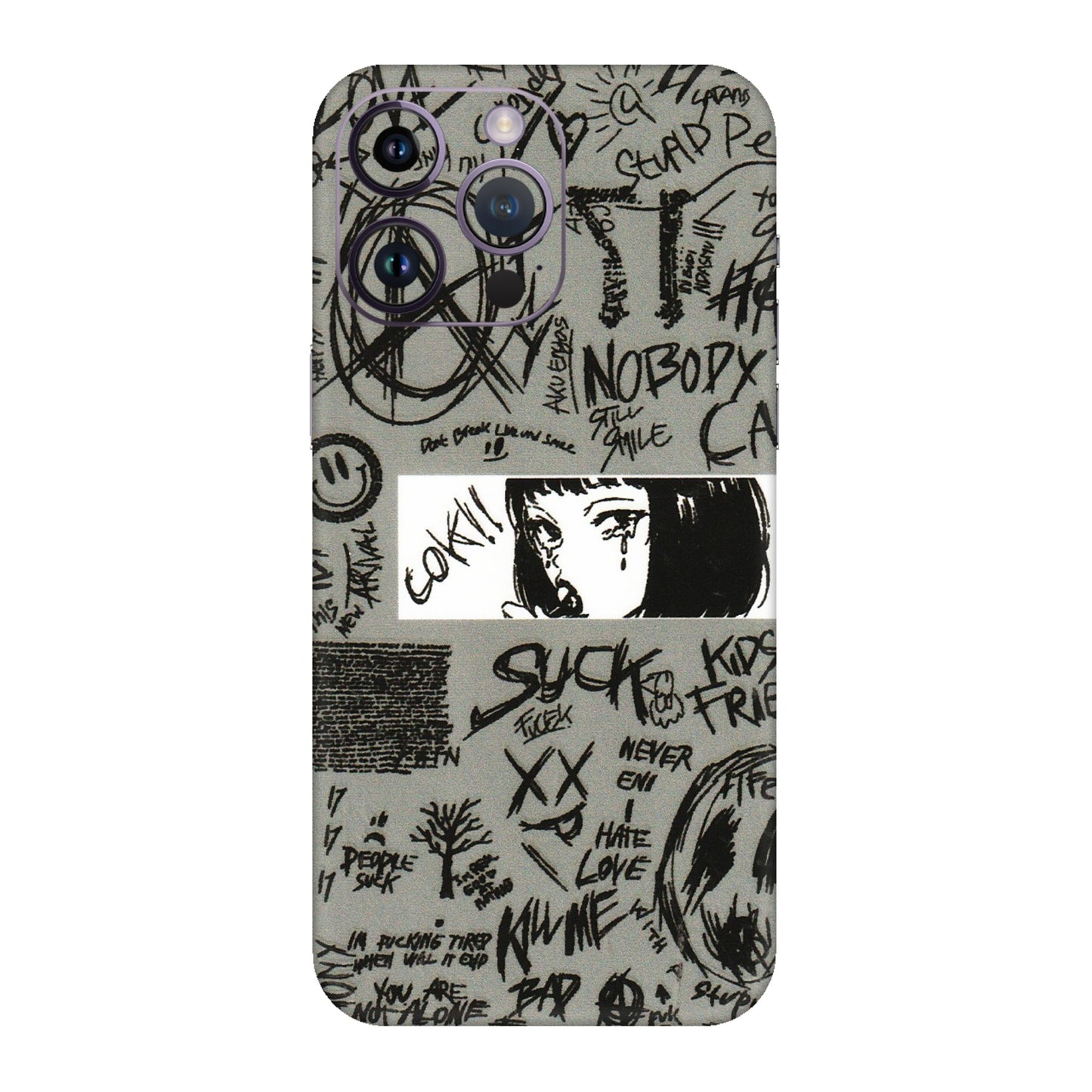 Apple iPhone Skins (All Models) - Never Have Love Anime - 3D Embossed Finish (L-260) iPhone 14 Pro