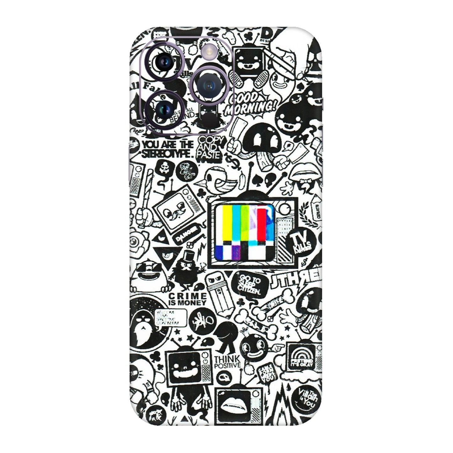 Apple iPhone Skins (All Models) - Doodles Positive Art - 3D Embossed Finish (L-263) iPhone 14 Pro