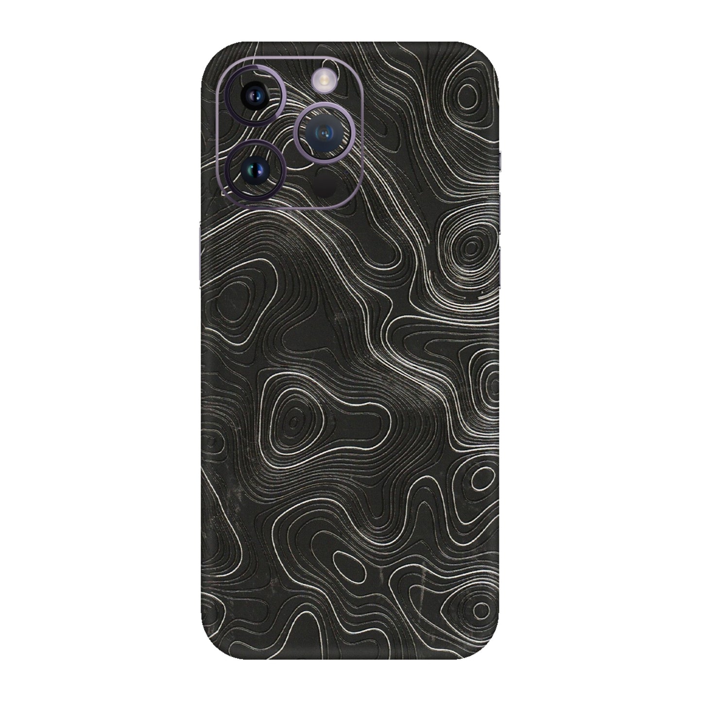 Apple iPhone Skins (All Models) - Abstract White Line Map - 3D Embossed Finish (L-269) iPhone 14 Pro