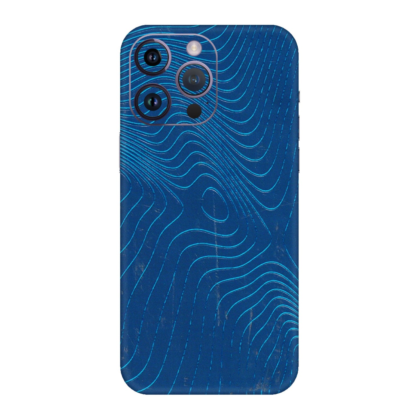Apple iPhone Skins (All Models) - Abstract Blue Line Map - 3D Embossed Finish (L-272) iPhone 14 Pro