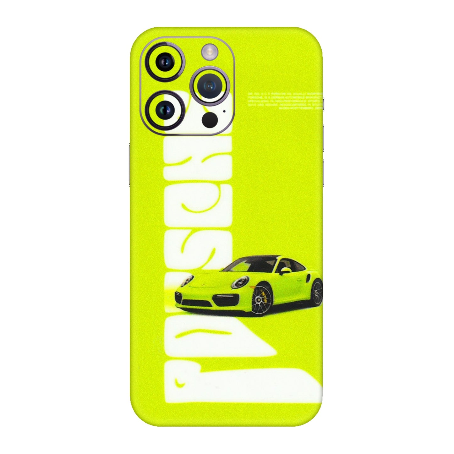Apple iPhone Skins (All Models) - Lime Green Porche - 3D Embossed Finish (L-30) iPhone 14 Pro