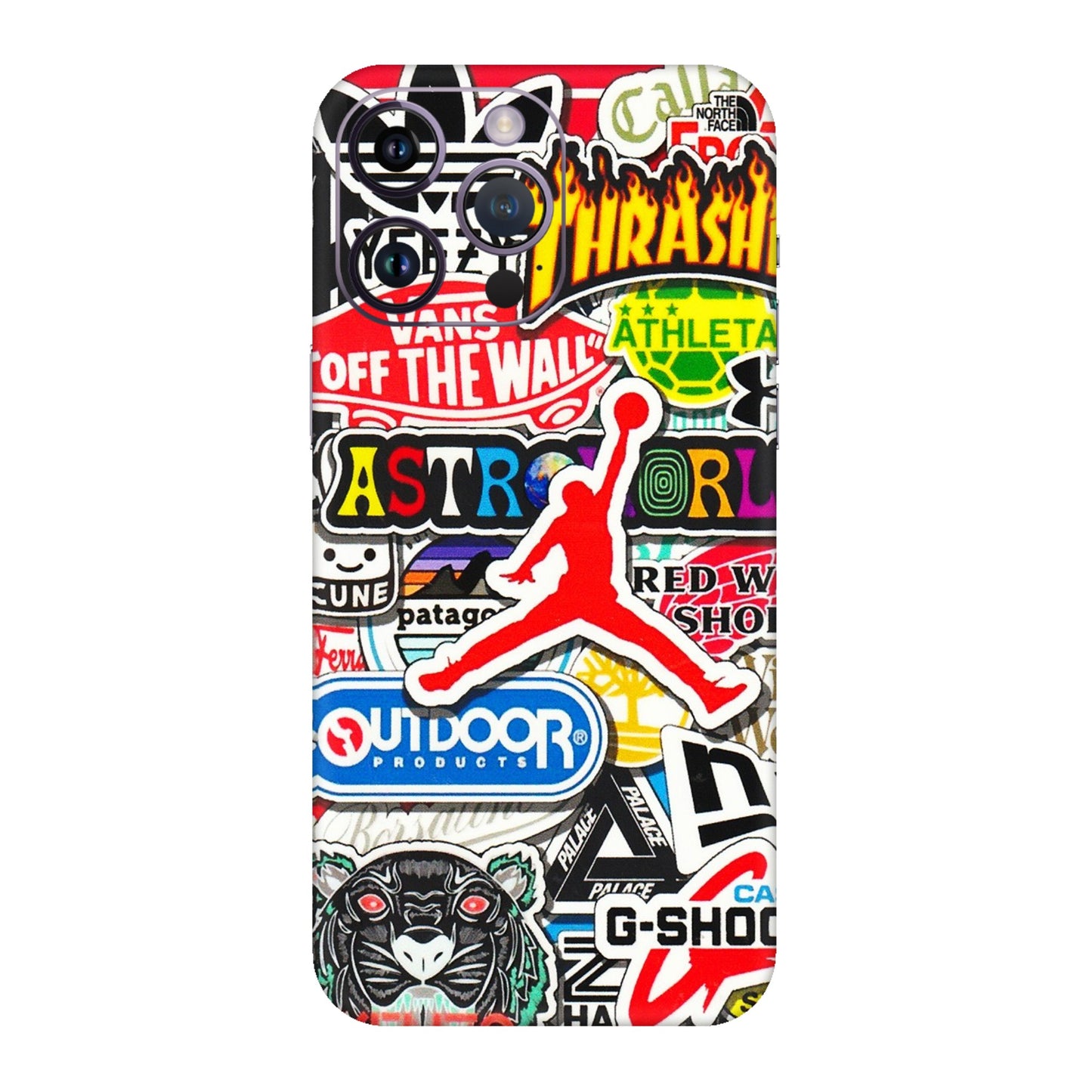 Apple iPhone Skins (All Models) - Multi Brands Sticker Graffiti - 3D Embossed Finish (L-37) iPhone 14 Pro