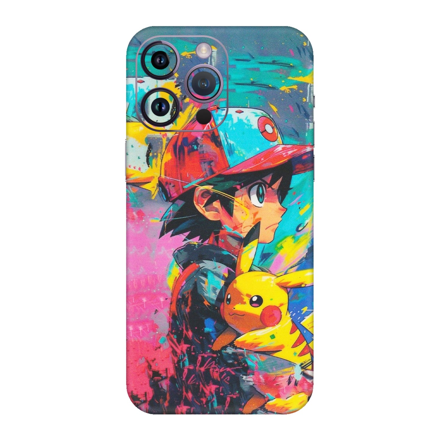 Apple iPhone Skins (All Models) - Ash & Pikachu - Matte Finish (M-26) iPhone 14 Pro