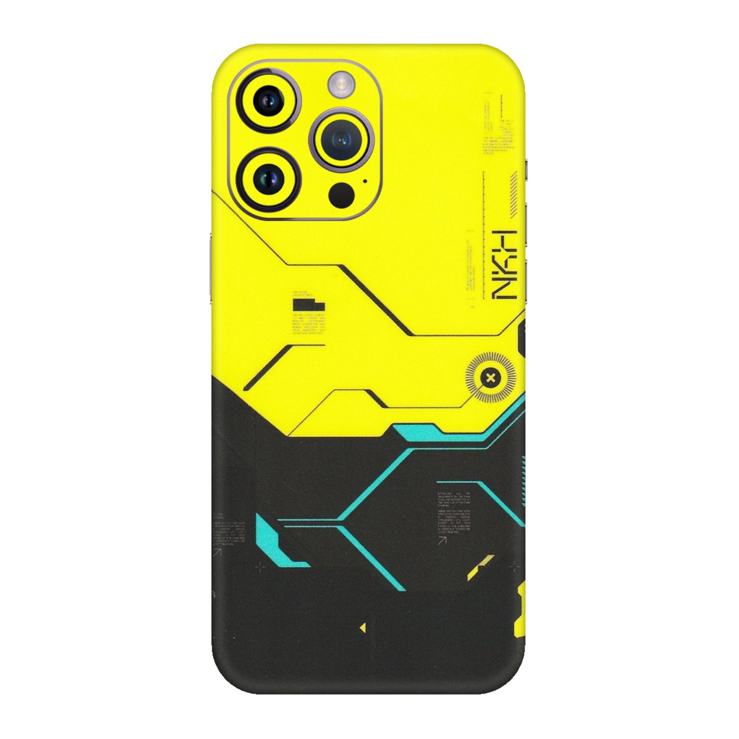 Apple iPhone Skins (All Models) - Black Yellow Technica - Matte Finish (M-53) iPhone 14 Pro