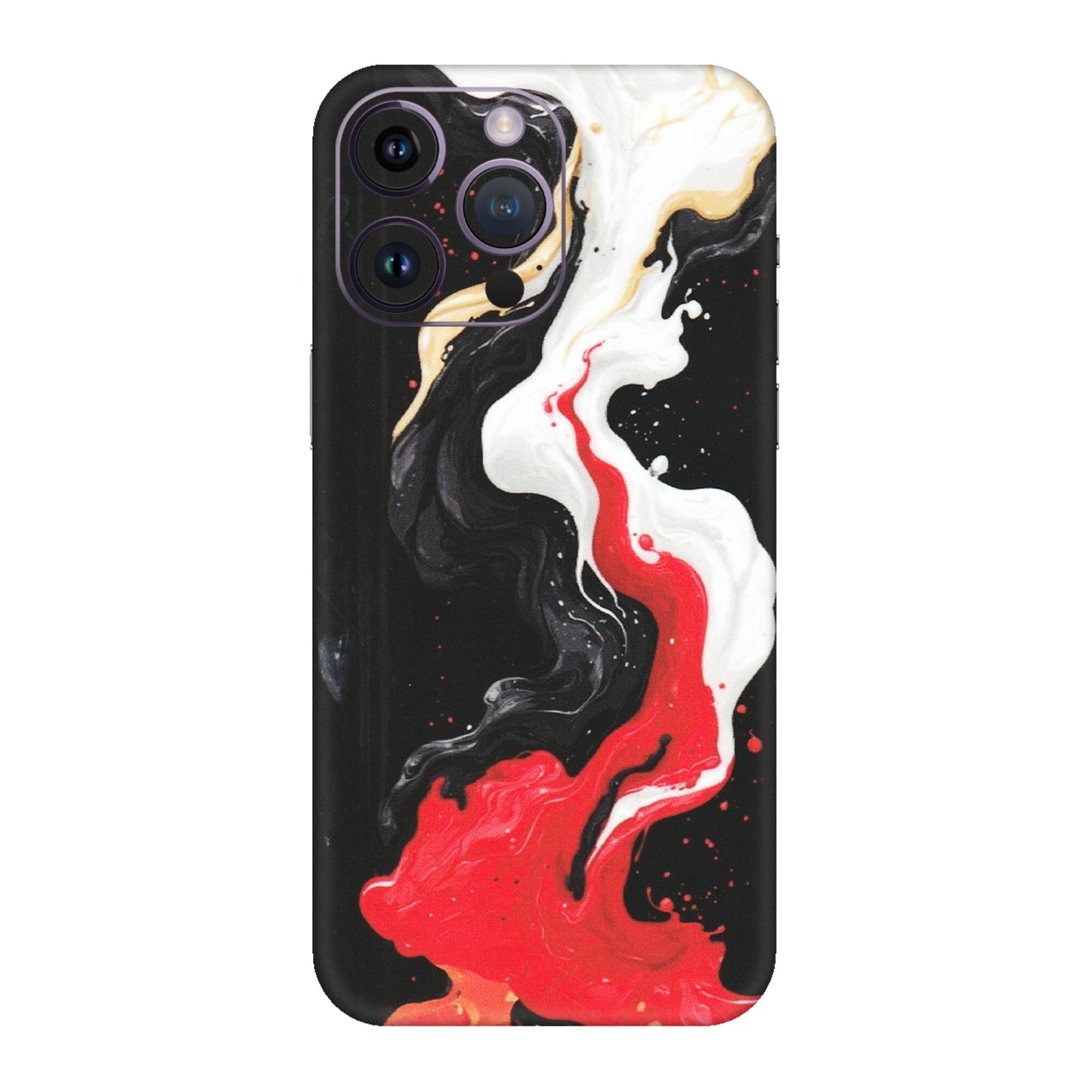 Apple iPhone Skins (All Models) - Black Red White Paint Splash Fusion - Matte Finish (M-56) iPhone 14 Pro
