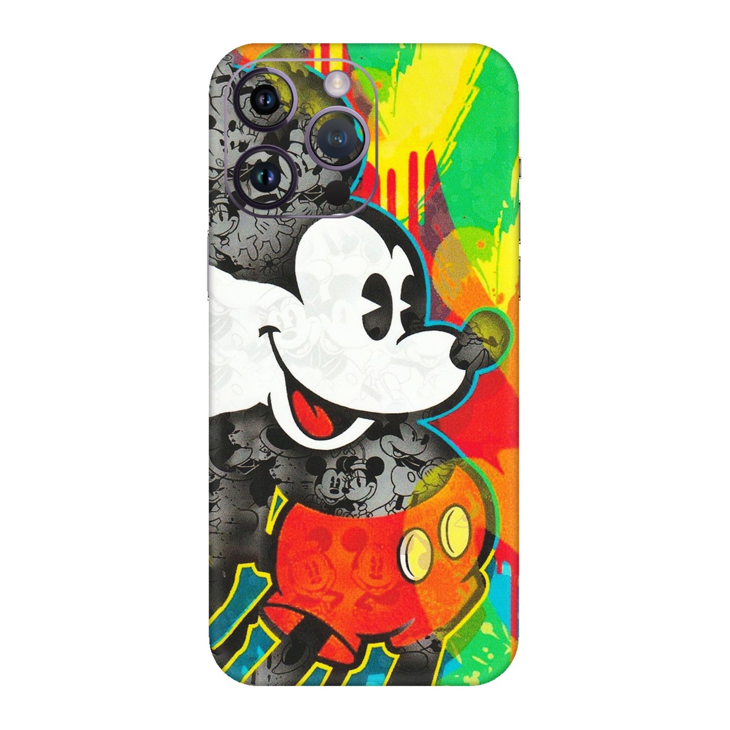 Apple iPhone Skins (All Models) - Multiple Mickey With Colourful Texture - Matte Finish (M-84) iPhone 14 Pro