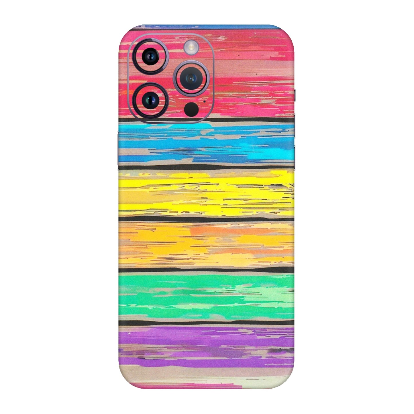 Apple iPhone Skins (All Models) - Multi Colour Wooden Wall - Matte Finish (M-96) iPhone 14 Pro