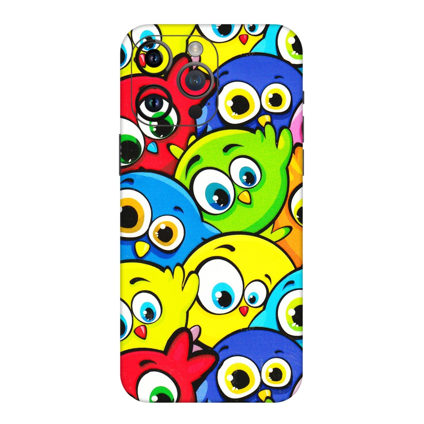 Apple iPhone Skins (All Models) - Cute Fluffy Birds - 3D Embossed Finish (L-213) iPhone 14 Pro Max