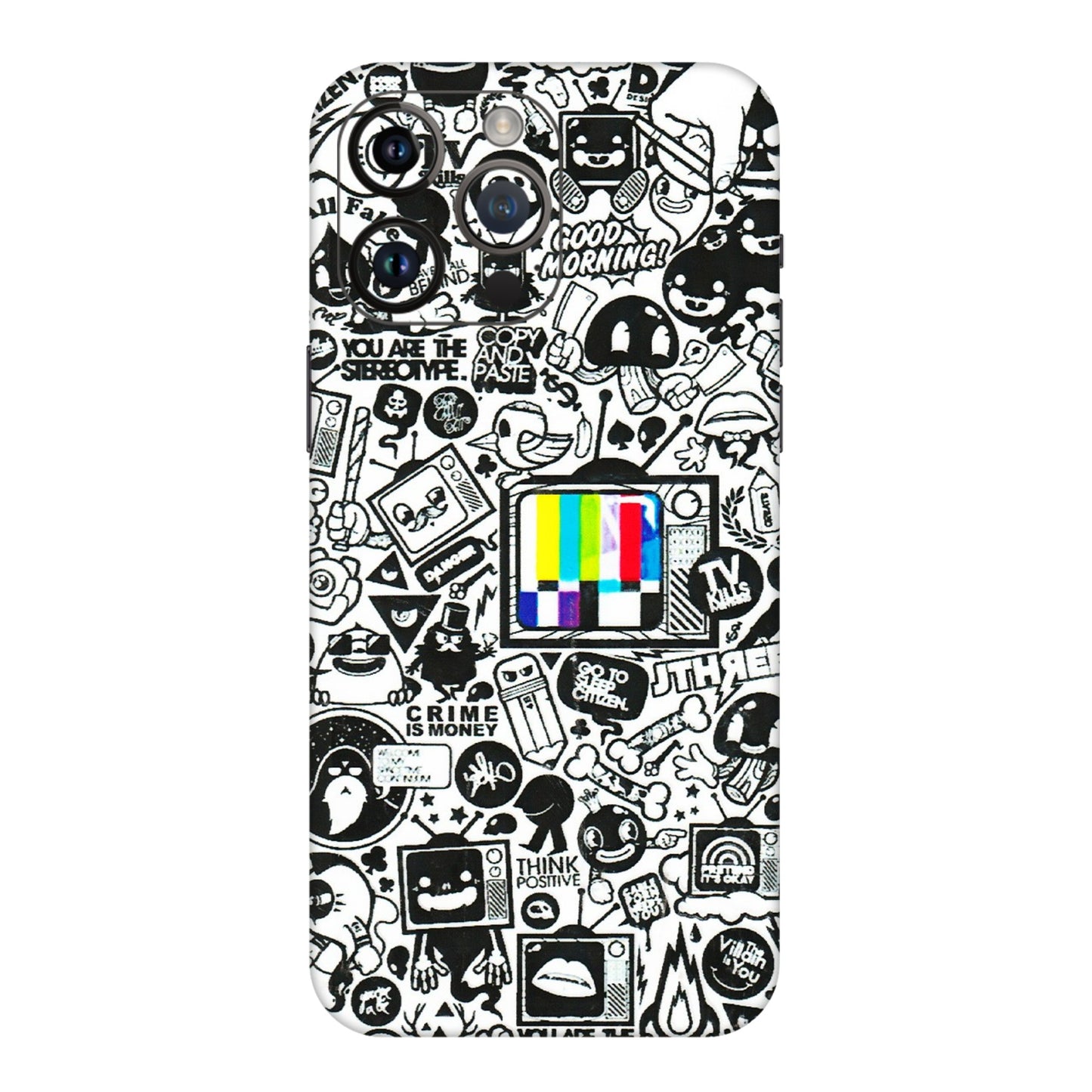 Apple iPhone Skins (All Models) - Doodles Positive Art - 3D Embossed Finish (L-263) iPhone 14 Pro Max