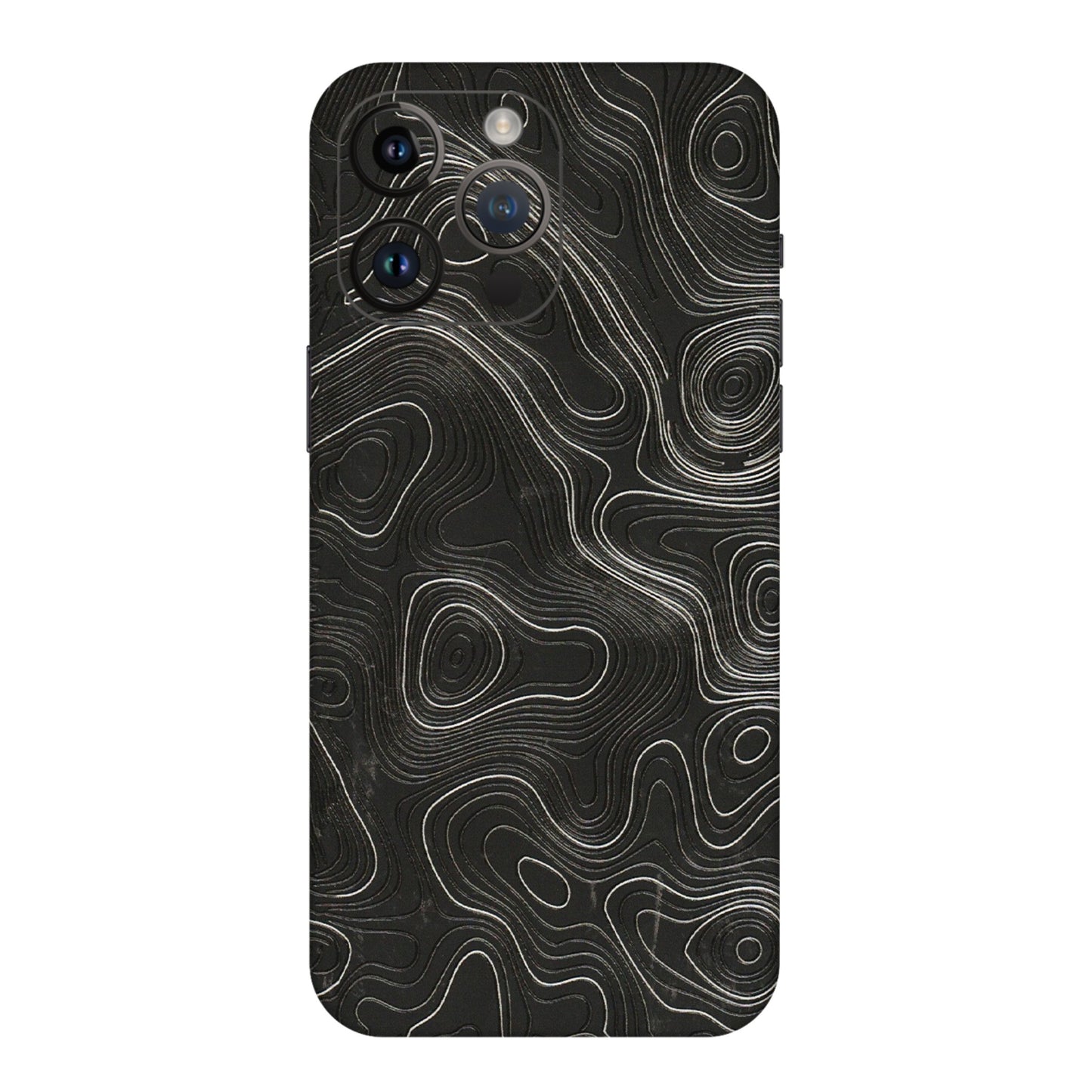 Apple iPhone Skins (All Models) - Abstract White Line Map - 3D Embossed Finish (L-269) iPhone 14 Pro Max