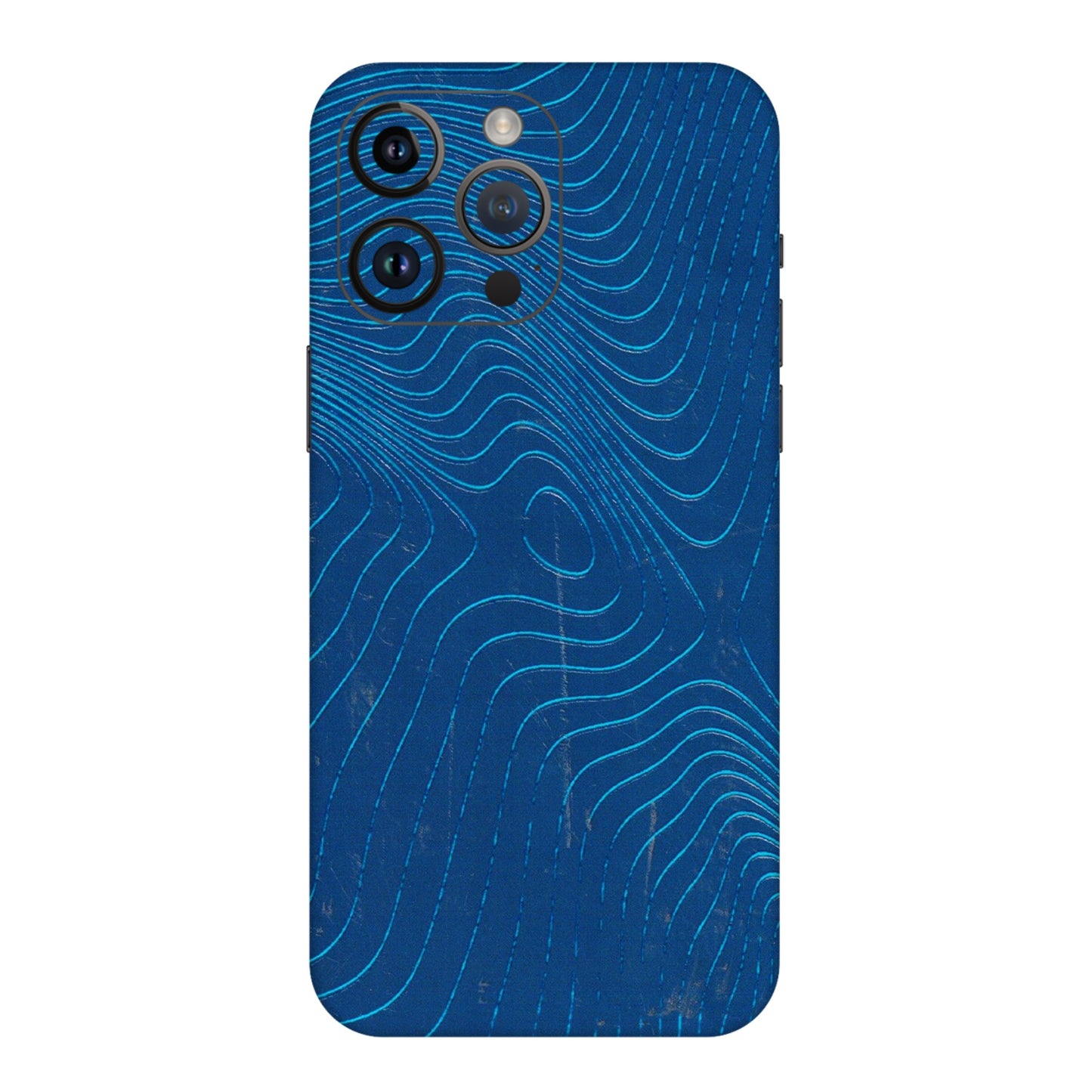 Apple iPhone Skins (All Models) - Abstract Blue Line Map - 3D Embossed Finish (L-272) iPhone 14 Pro Max
