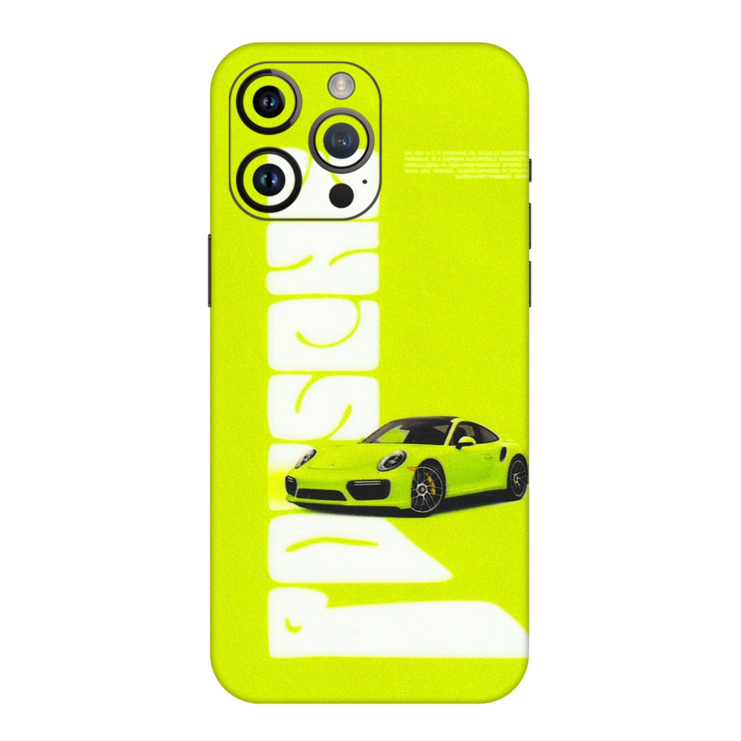 Apple iPhone Skins (All Models) - Lime Green Porche - 3D Embossed Finish (L-30) iPhone 14 Pro Max