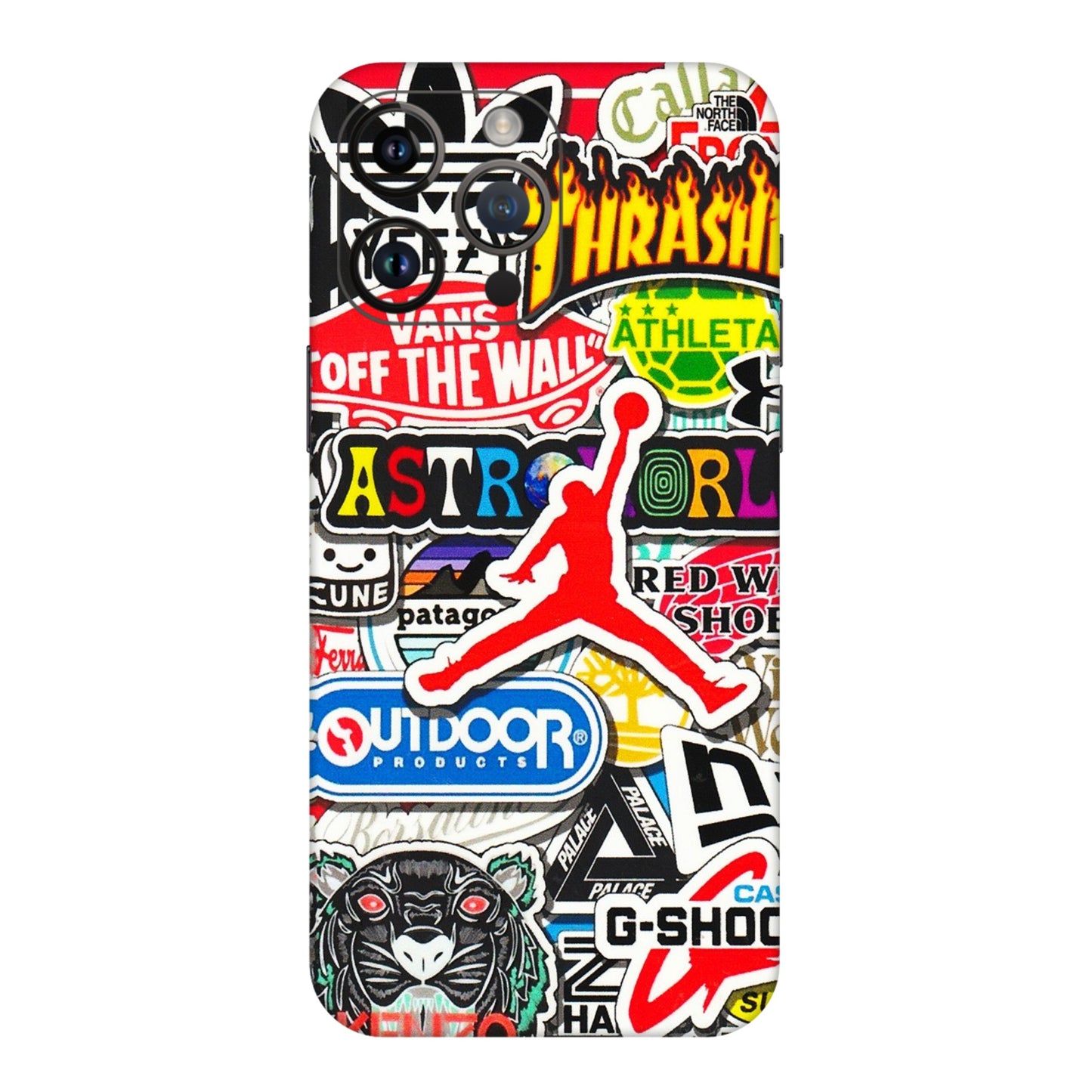 Apple iPhone Skins (All Models) - Multi Brands Sticker Graffiti - 3D Embossed Finish (L-37) iPhone 14 Pro Max