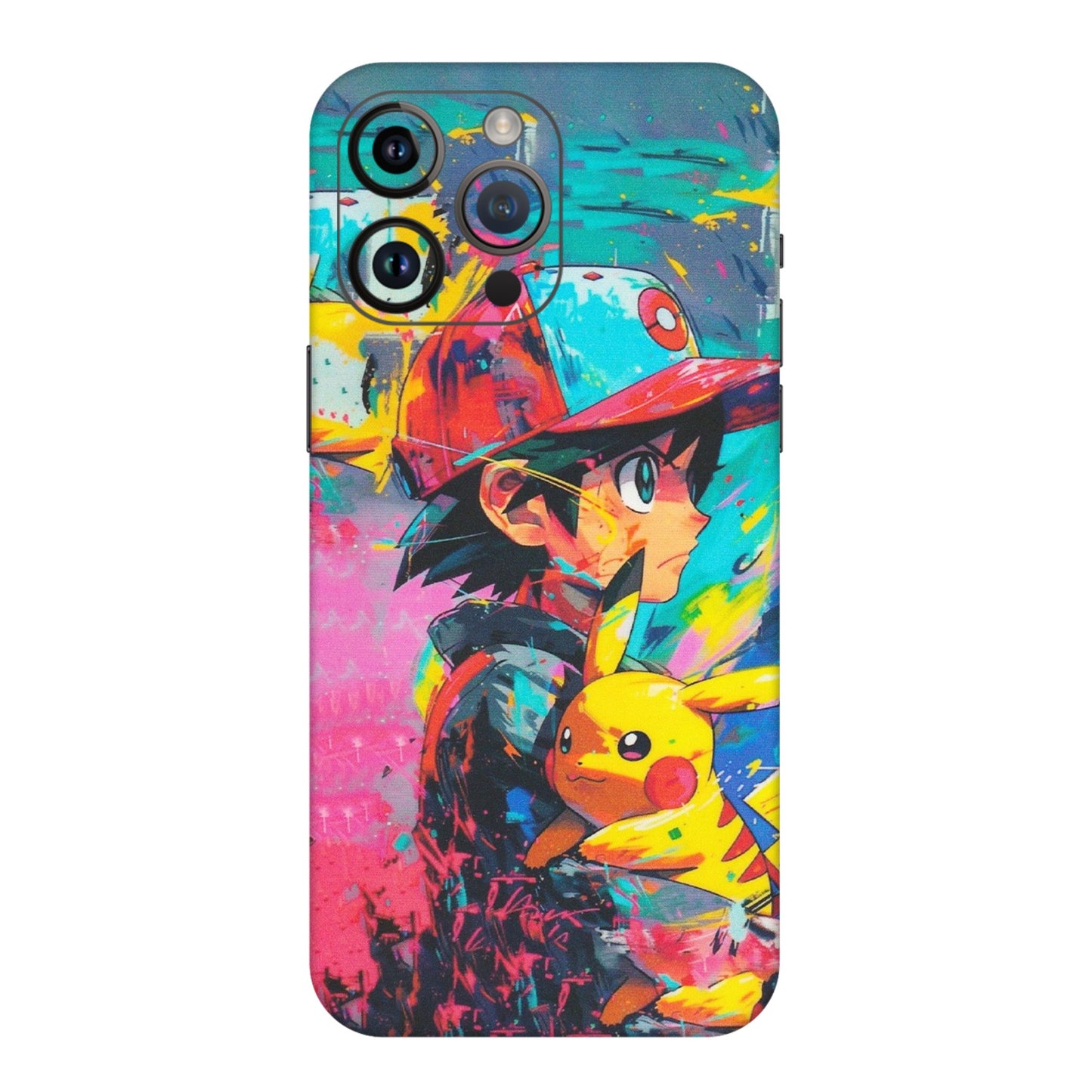 Apple iPhone Skins (All Models) - Ash & Pikachu - Matte Finish (M-26) iPhone 14 Pro Max
