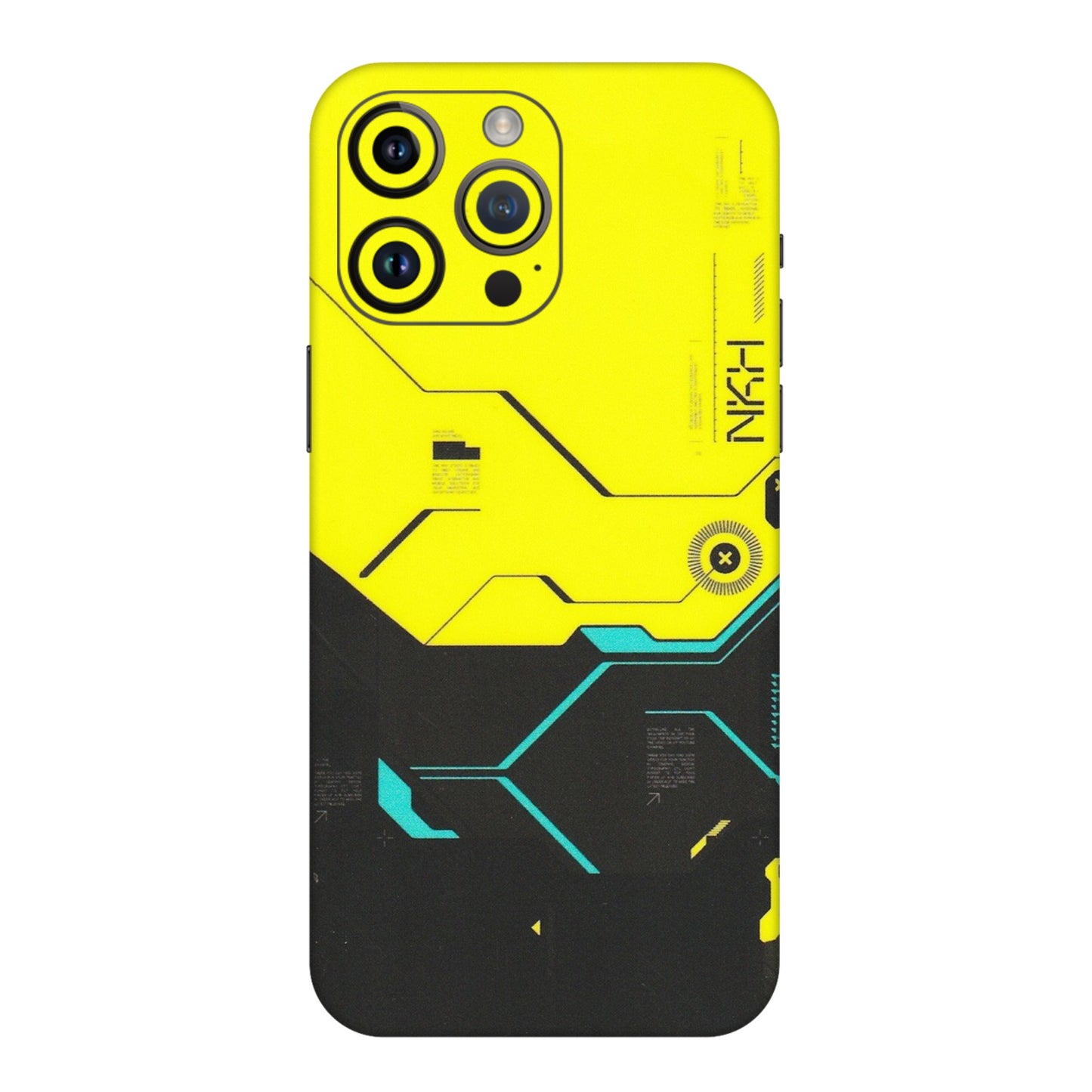Apple iPhone Skins (All Models) - Black Yellow Technica - Matte Finish (M-53) iPhone 14 Pro Max