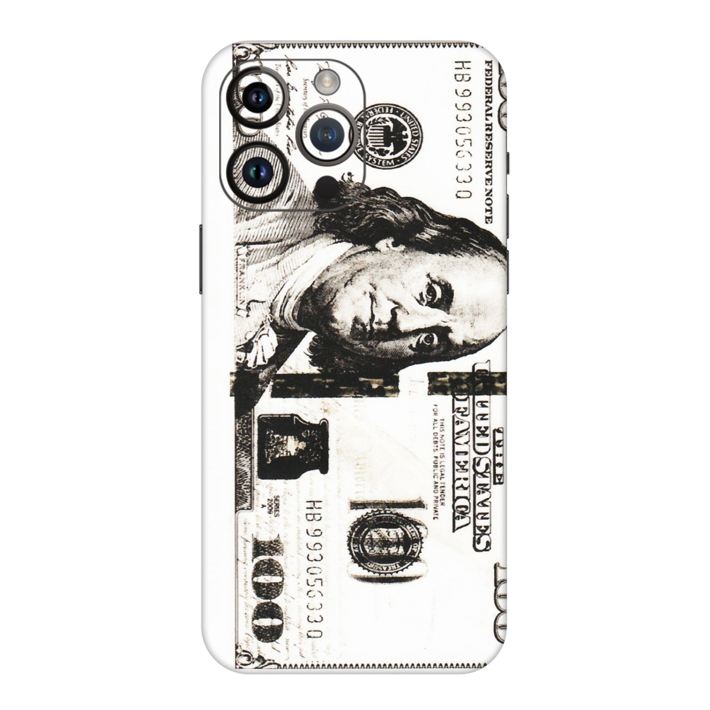 Apple iPhone Skins (All Models) - 100 Dollar Currency - Transparent Finish (T-01) iPhone 14 Pro Max