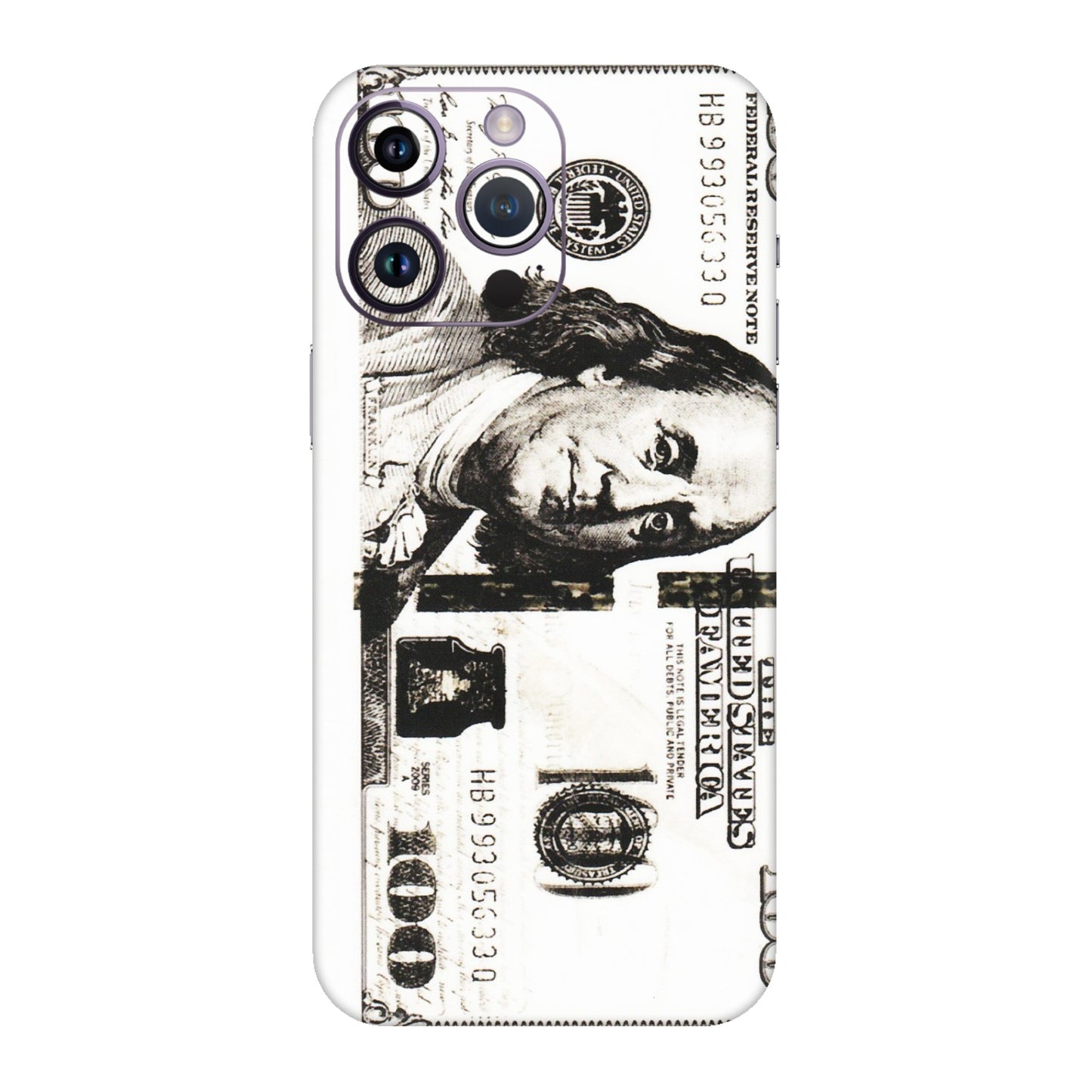 Apple iPhone Skins (All Models) - 100 Dollar Currency - Transparent Finish (T-01) iPhone 14 Pro