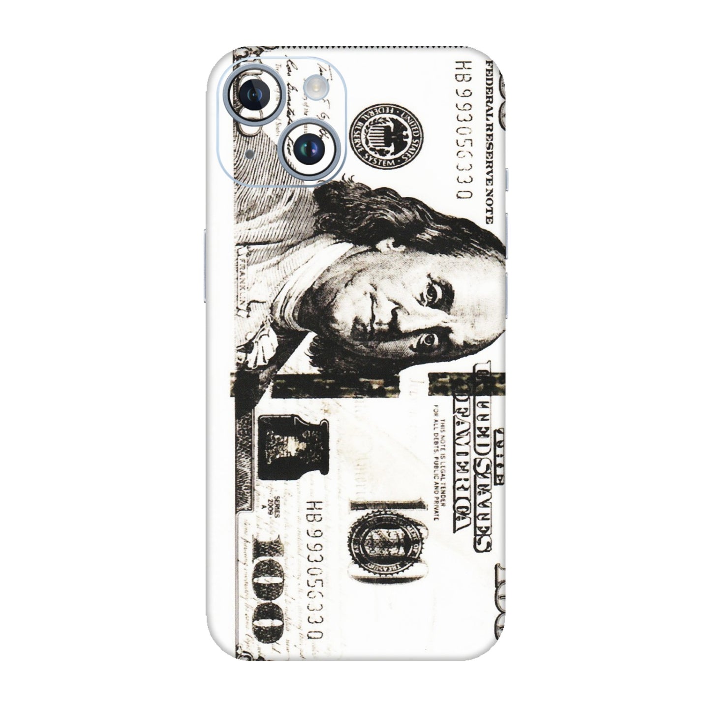 Apple iPhone Skins (All Models) - 100 Dollar Currency - Transparent Finish (T-01) iPhone 14