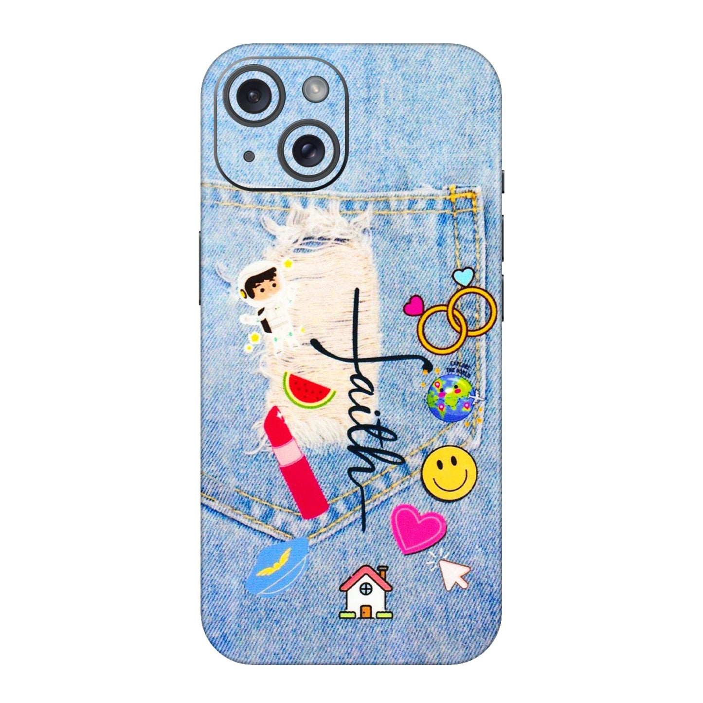 Apple iPhone Skins (All Models) - Denim Jeans Pocket - 3D Embossed Finish (L-134) iPhone 15
