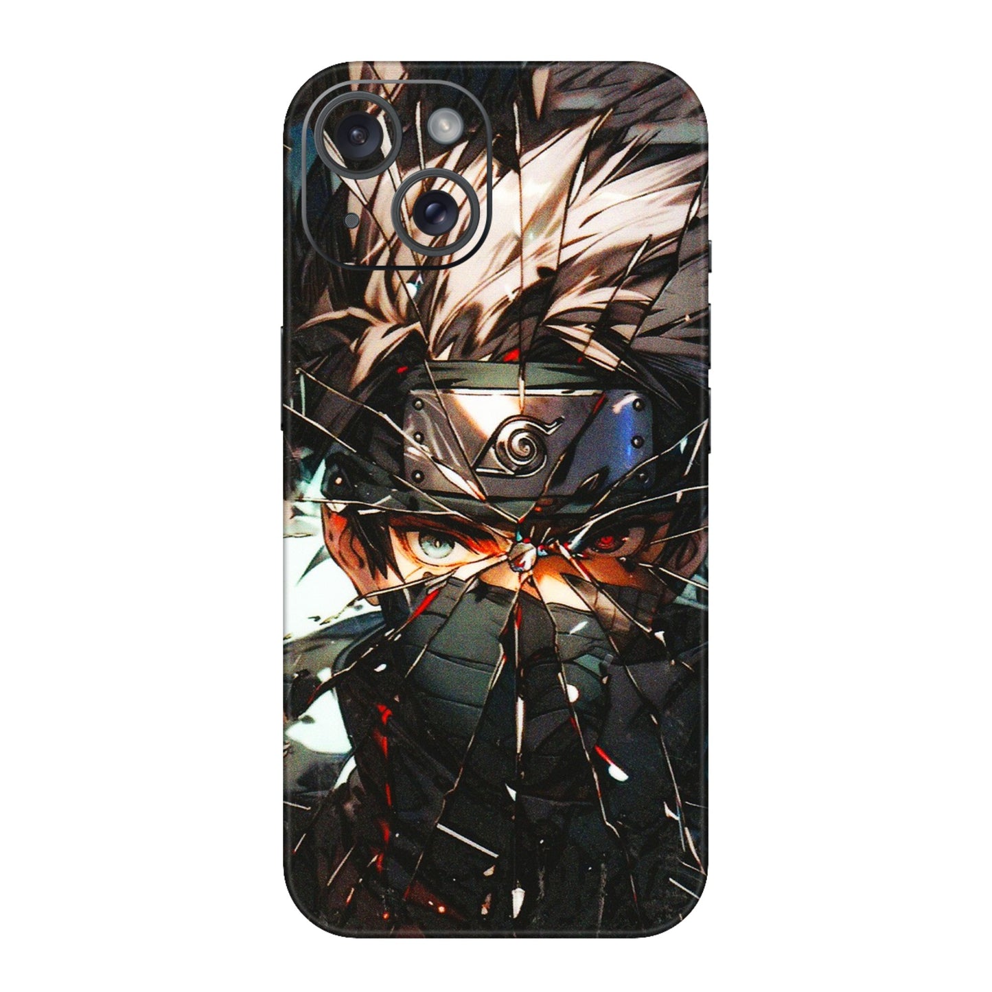 Apple iPhone Skins (All Models) - Kakashi Shattered Glass Effect - 3D Embossed Finish (L-237) iPhone 15