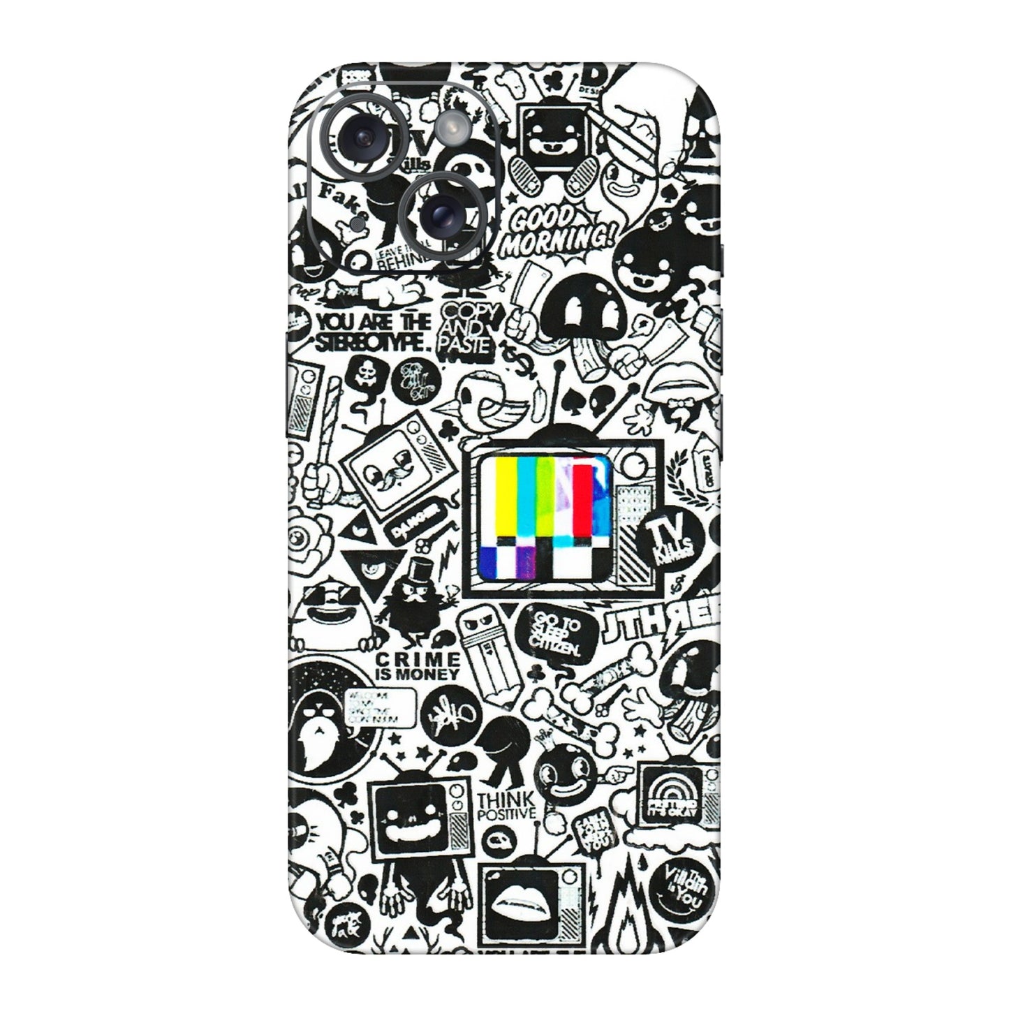 Apple iPhone Skins (All Models) - Doodles Positive Art - 3D Embossed Finish (L-263) iPhone 15