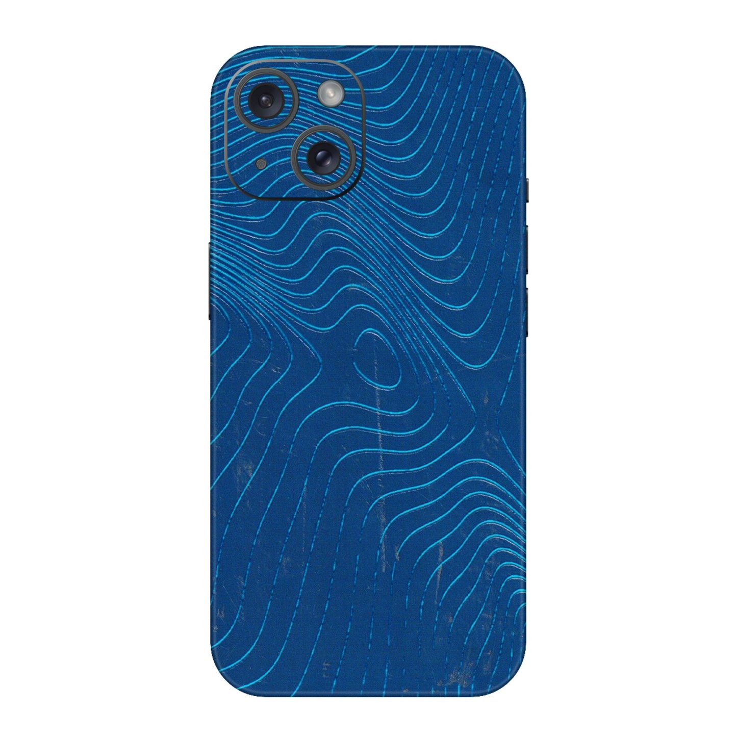 Apple iPhone Skins (All Models) - Abstract Blue Line Map - 3D Embossed Finish (L-272) iPhone 15