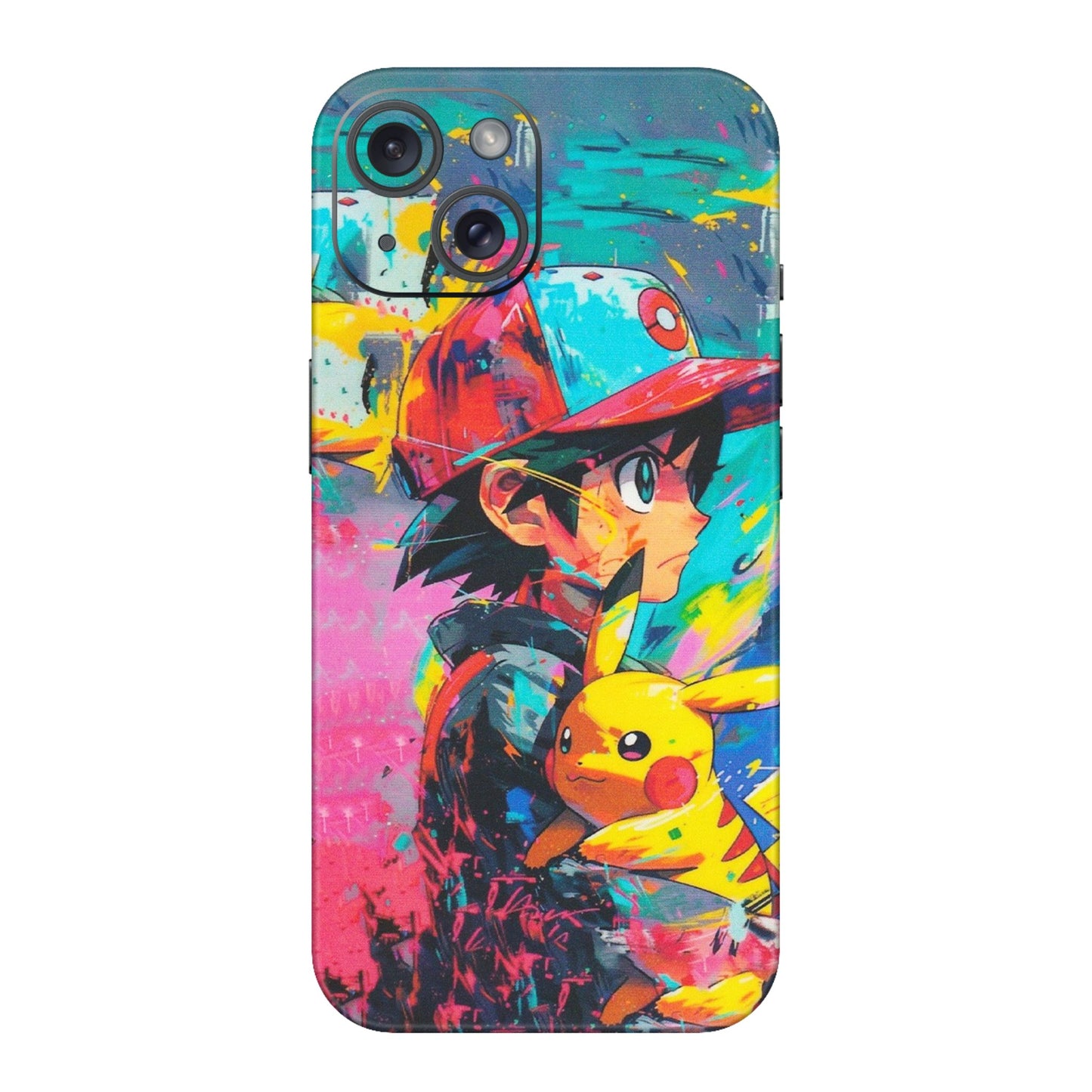 Apple iPhone Skins (All Models) - Ash & Pikachu - Matte Finish (M-26) iPhone 15