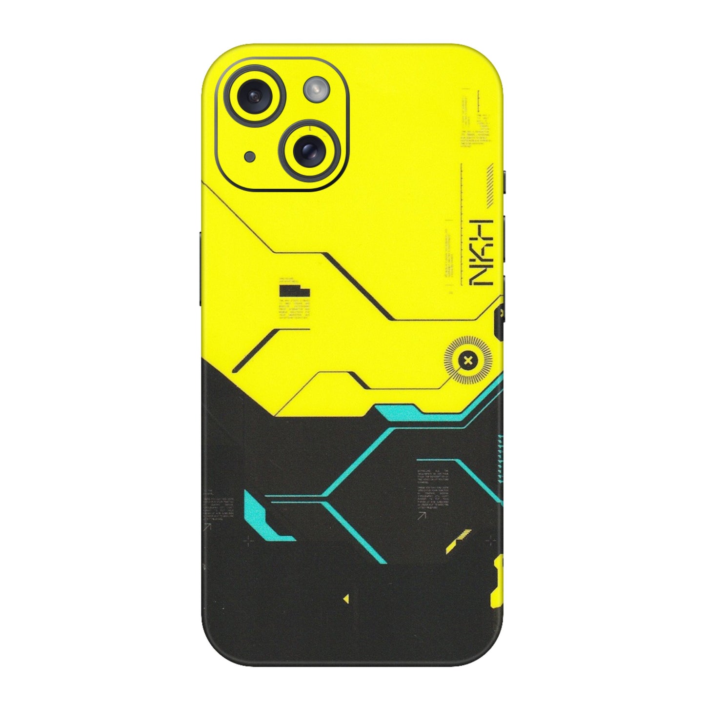Apple iPhone Skins (All Models) - Black Yellow Technica - Matte Finish (M-53) iPhone 15