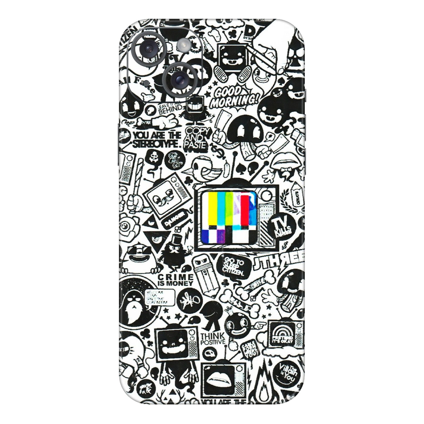 Apple iPhone Skins (All Models) - Doodles Positive Art - 3D Embossed Finish (L-263) iPhone 15 Plus