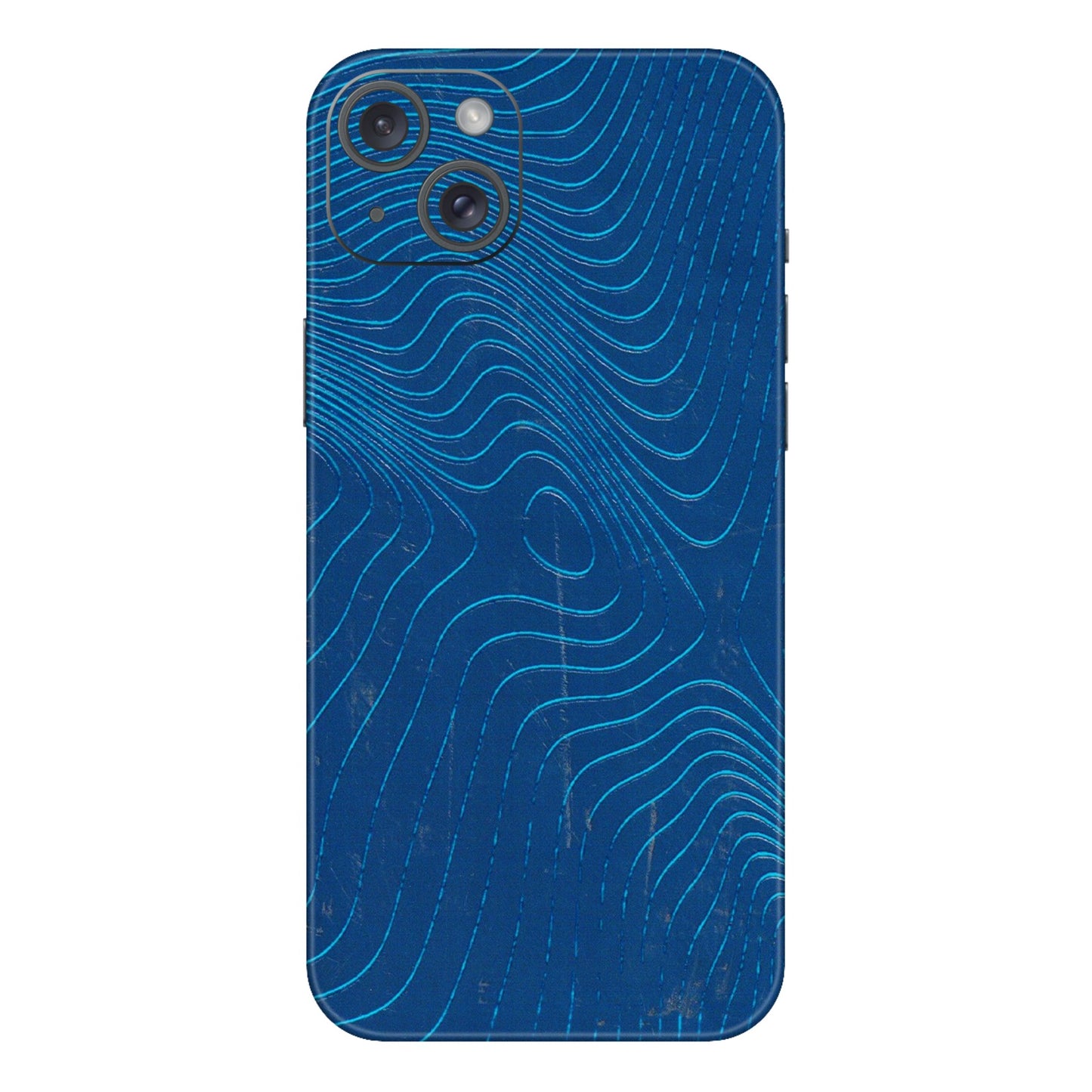 Apple iPhone Skins (All Models) - Abstract Blue Line Map - 3D Embossed Finish (L-272) iPhone 15 Plus