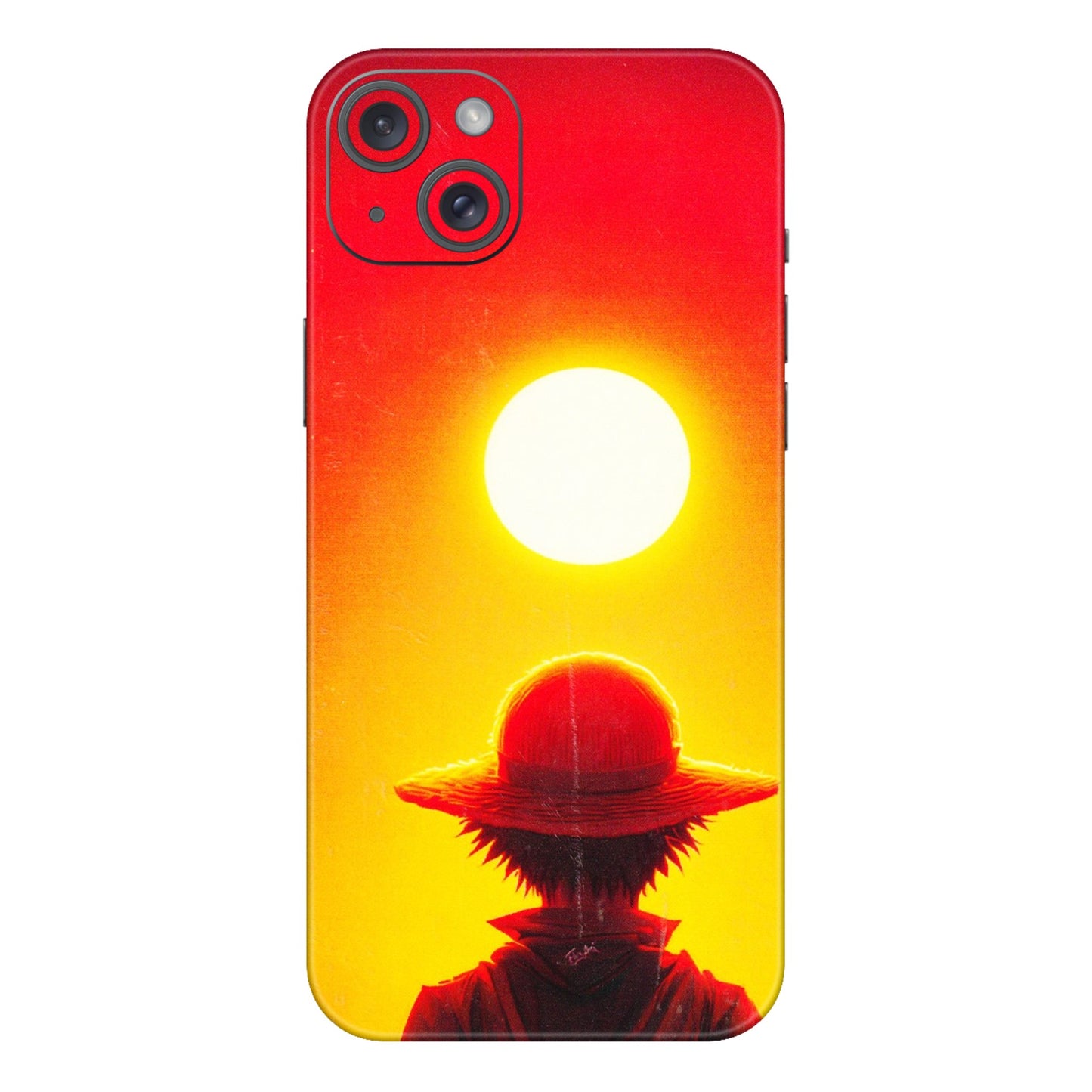 Apple iPhone Skins (All Models) - Cool Sunset With Monkey D.Luffy Anime - 3D Embossed Finish (L-329) iPhone 15 Plus