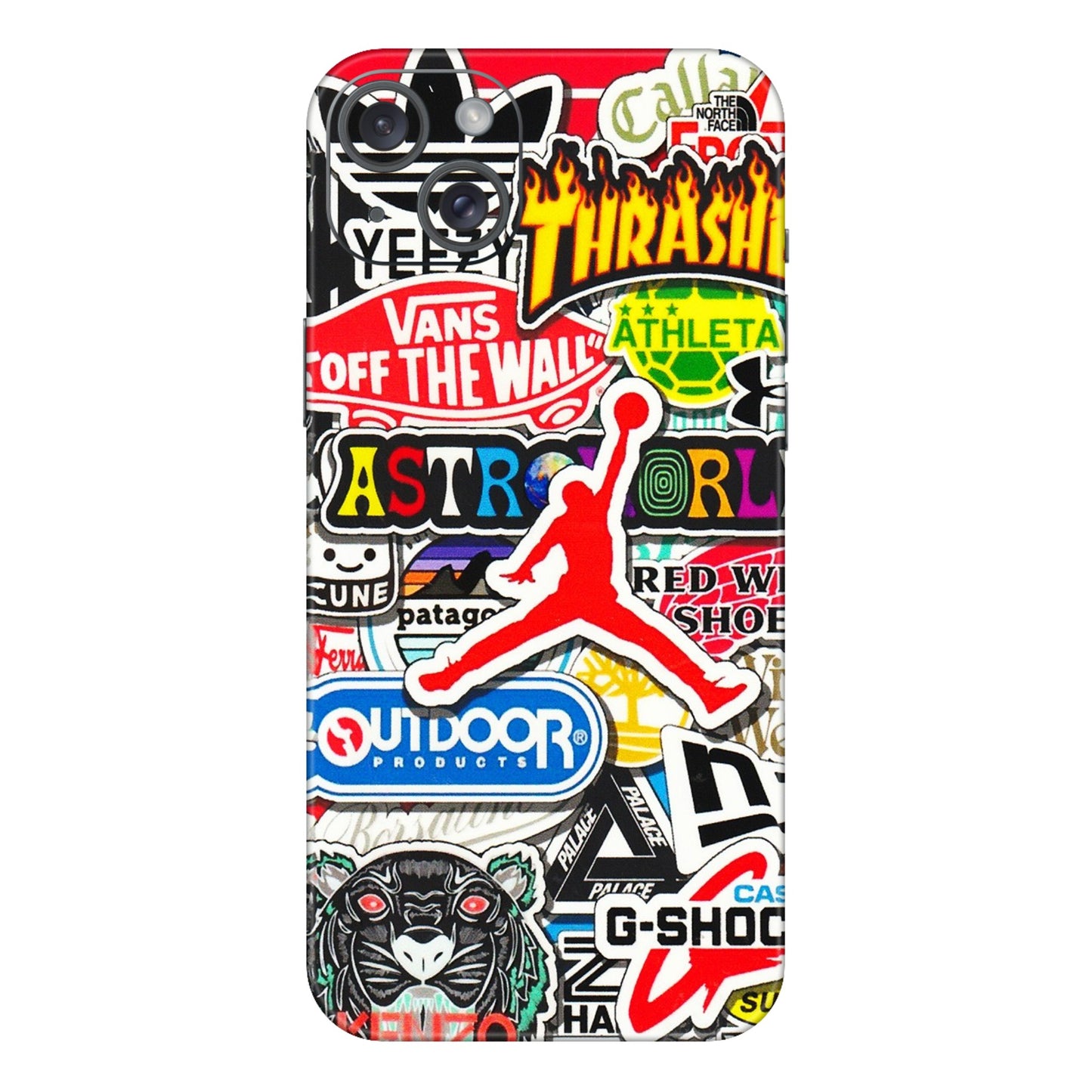 Apple iPhone Skins (All Models) - Multi Brands Sticker Graffiti - 3D Embossed Finish (L-37) iPhone 15 Plus