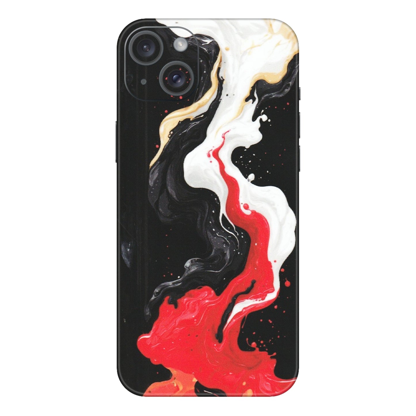 Apple iPhone Skins (All Models) - Black Red White Paint Splash Fusion - Matte Finish (M-56) iPhone 15 Plus
