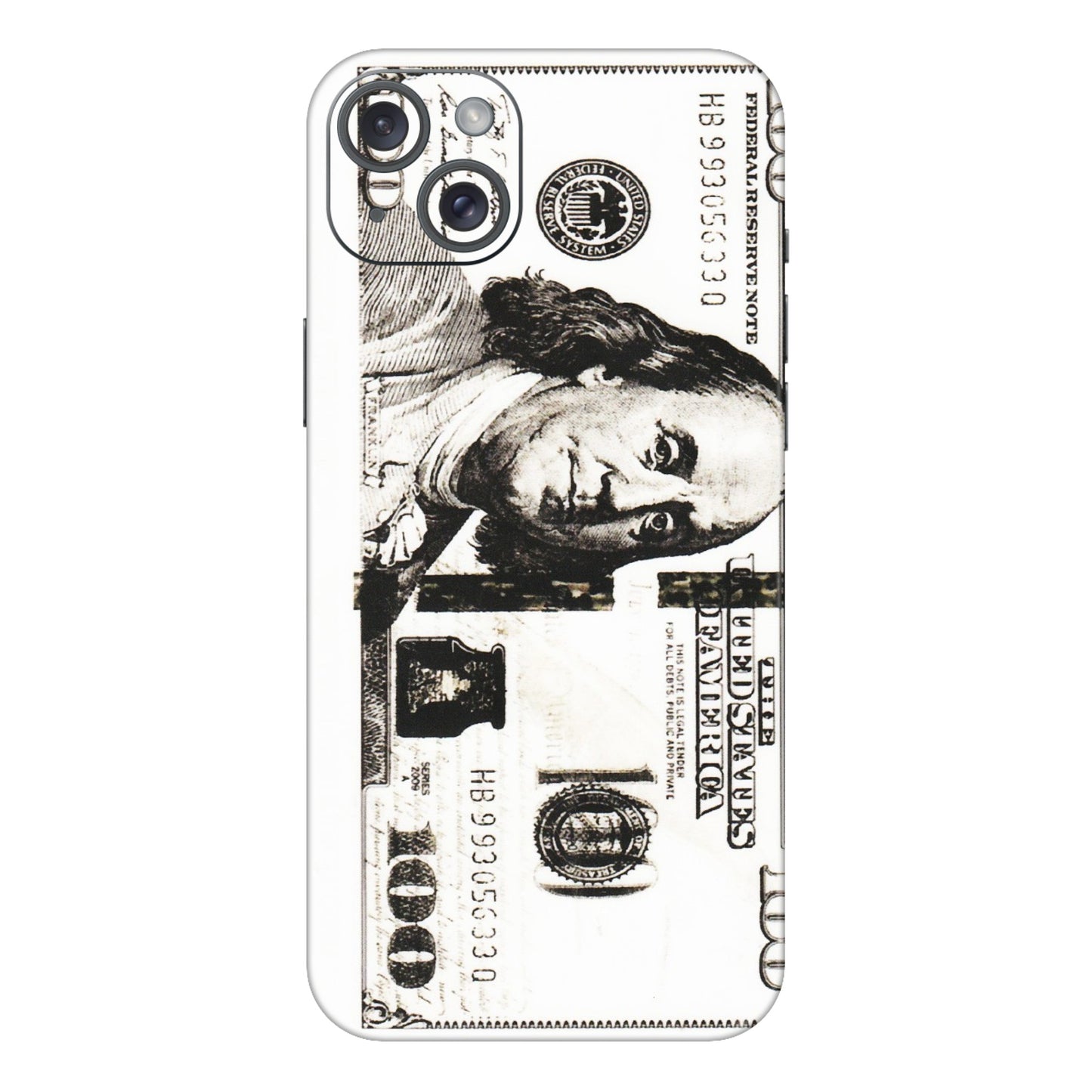 Apple iPhone Skins (All Models) - 100 Dollar Currency - Transparent Finish (T-01) iPhone 15 Plus