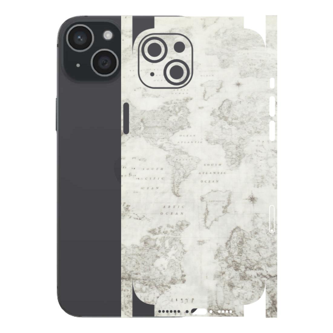 Apple iPhone Skins (All Models) - World Travel Map - Transparent Finish (T-04) iPhone 15 Plus