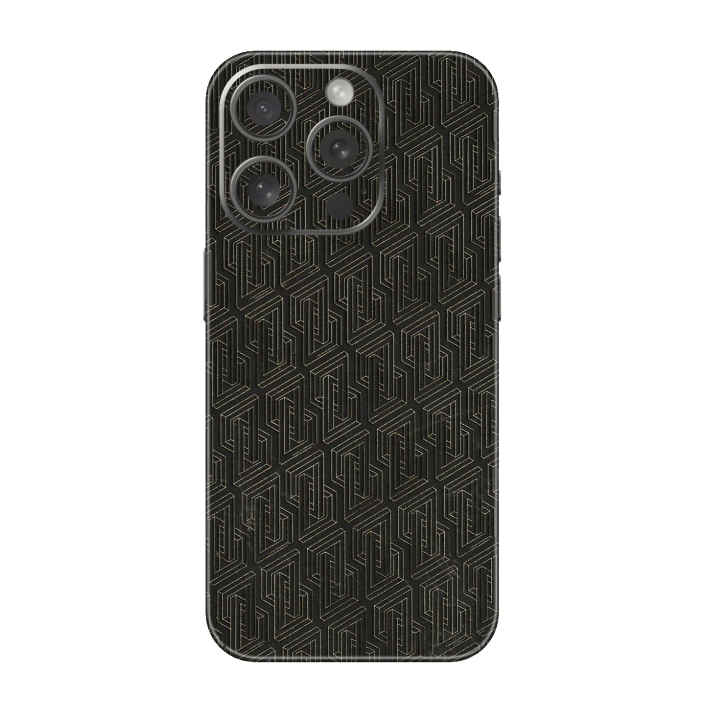 Apple iPhone Skins (All Models) - Black Abstract Pattern - 3D Embossed Finish (L-117) iPhone 15 Pro