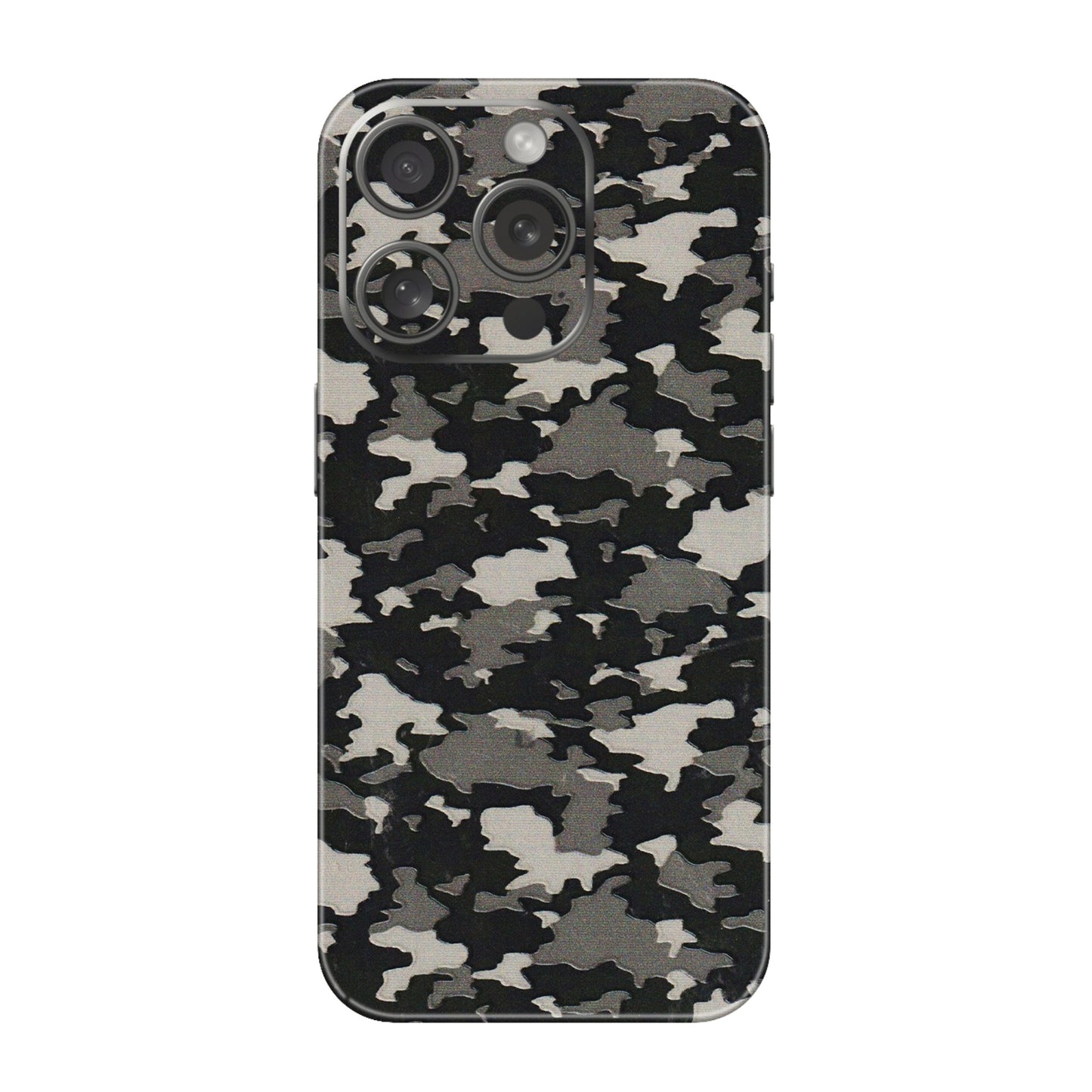Apple iPhone Skins (All Models) - Black/Grey Camoflaunge - 3D Embossed Finish (L-142) iPhone 15 Pro