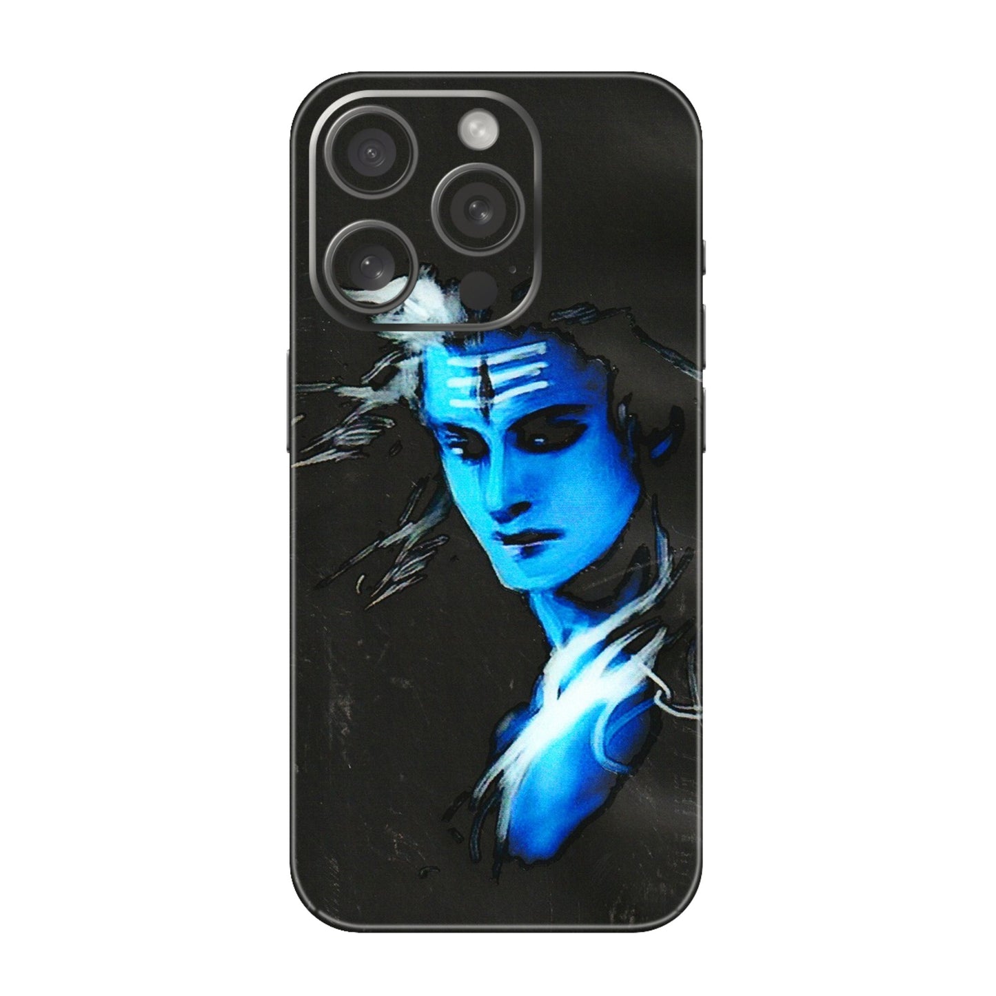 Apple iPhone Skins (All Models) - Har Har Mahadev Blue/Black - 3D Embossed Finish (L-185) iPhone 15 Pro