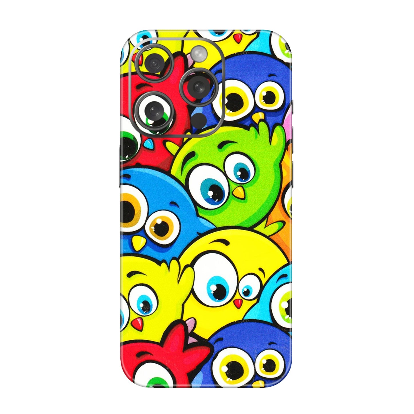 Apple iPhone Skins (All Models) - Cute Fluffy Birds - 3D Embossed Finish (L-213) iPhone 15 Pro