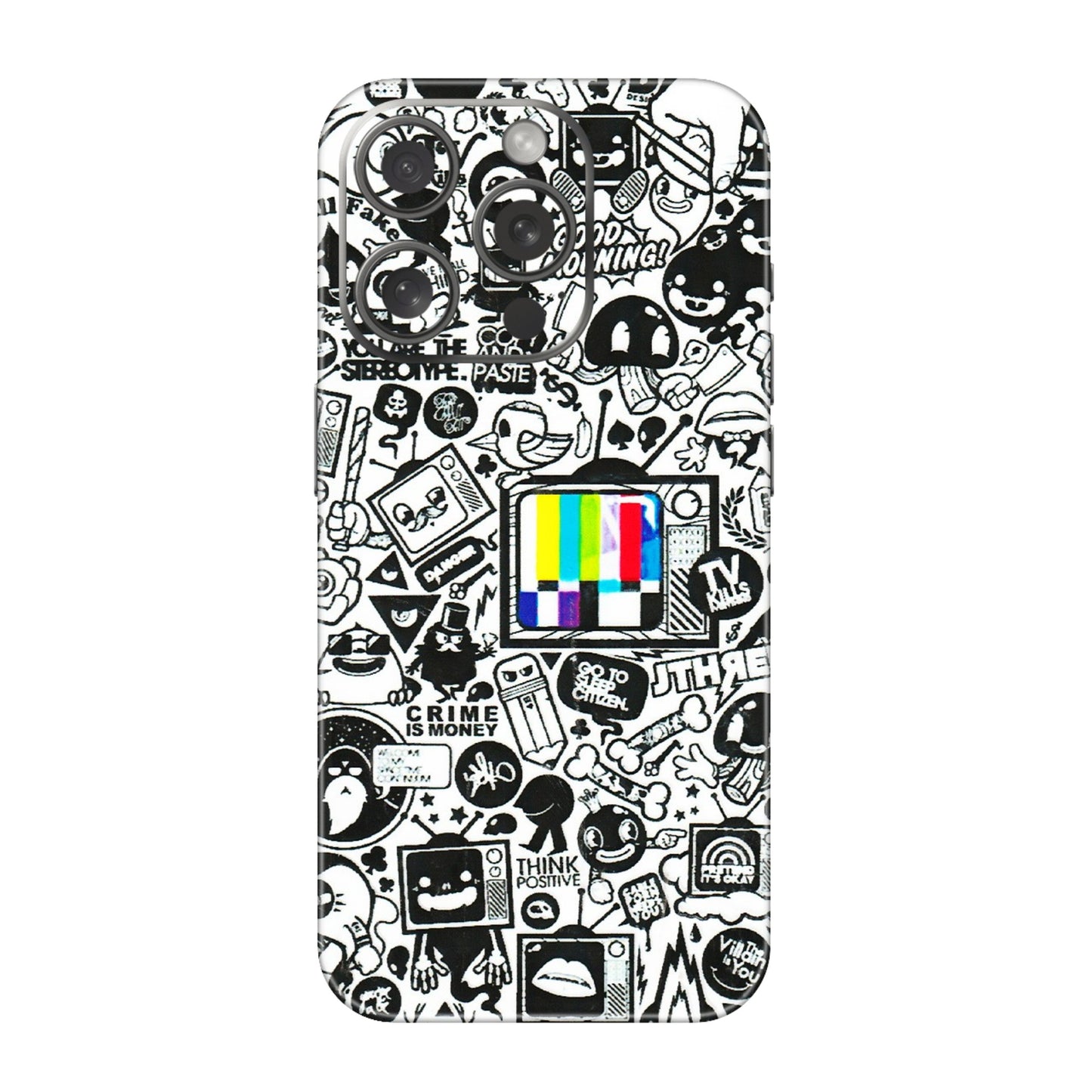 Apple iPhone Skins (All Models) - Doodles Positive Art - 3D Embossed Finish (L-263) iPhone 15 Pro