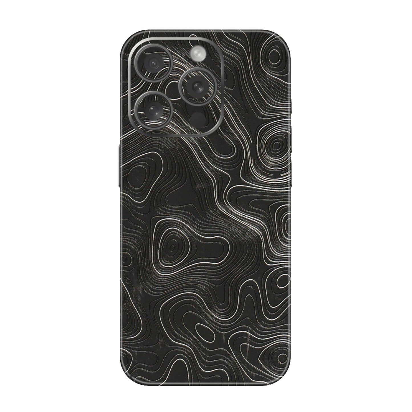 Apple iPhone Skins (All Models) - Abstract White Line Map - 3D Embossed Finish (L-269) iPhone 15 Pro