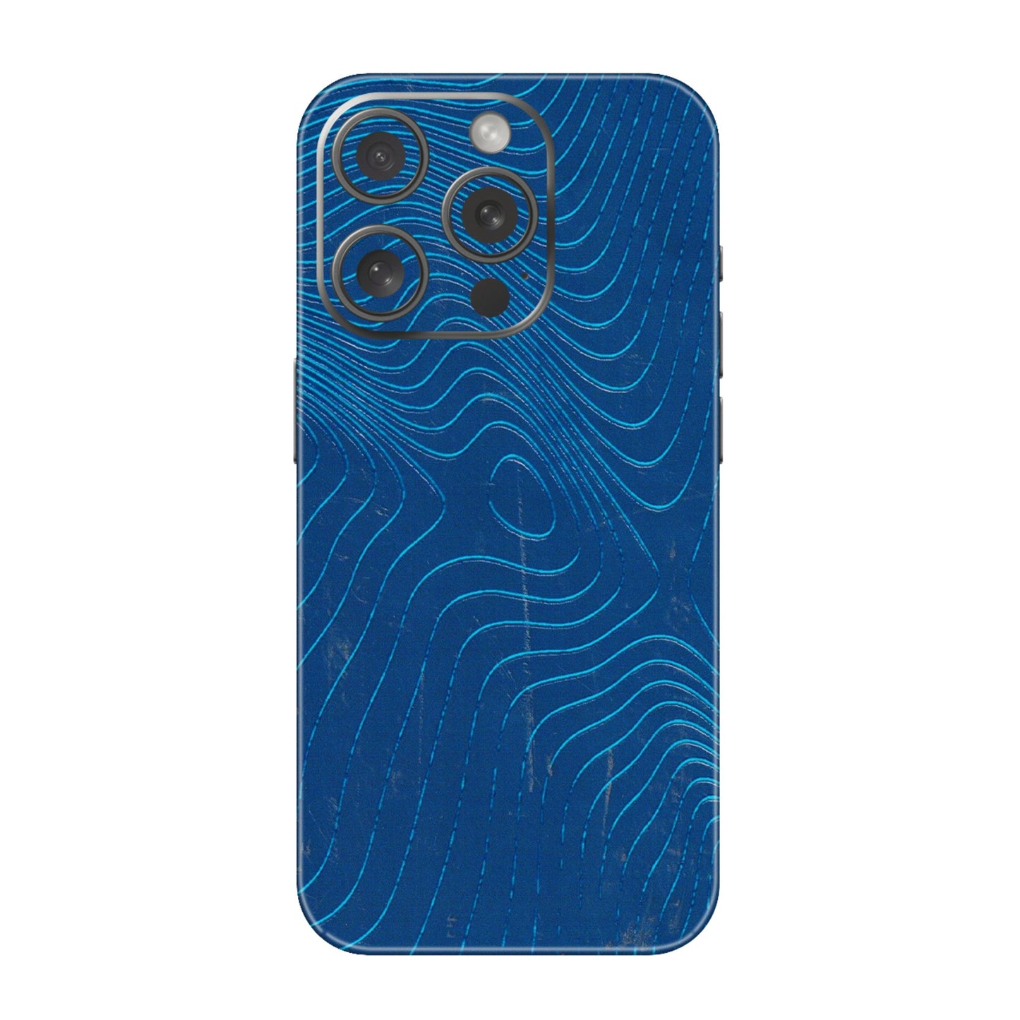 Apple iPhone Skins (All Models) - Abstract Blue Line Map - 3D Embossed Finish (L-272) iPhone 15 Pro