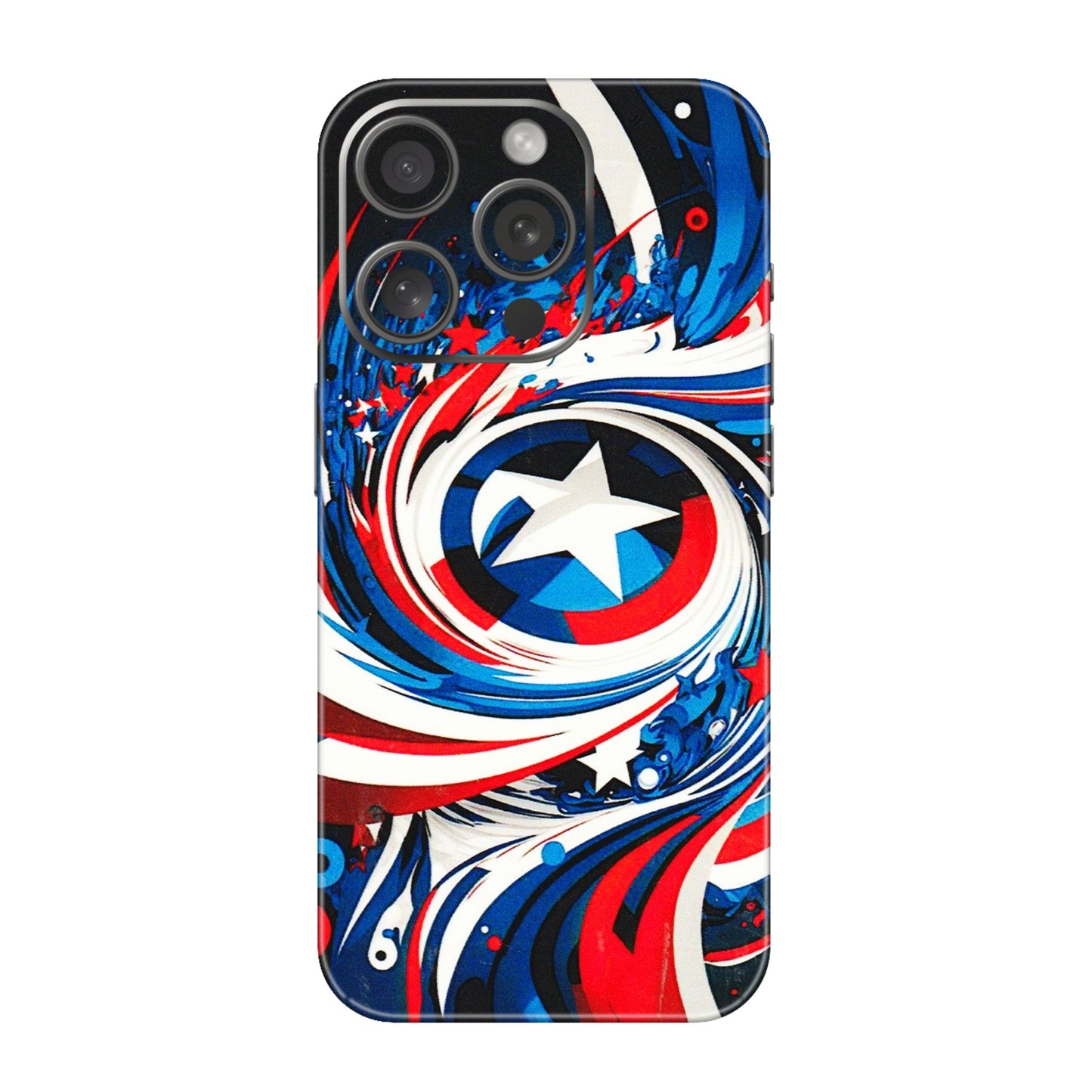 Apple iPhone Skins (All Models) - Captain America Logo - 3D Embossed Finish (L-307) iPhone 15 Pro