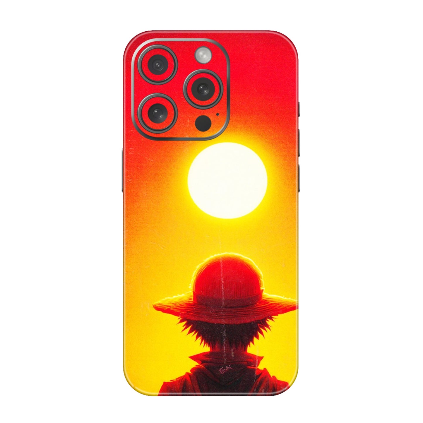 Apple iPhone Skins (All Models) - Cool Sunset With Monkey D.Luffy Anime - 3D Embossed Finish (L-329) iPhone 15 Pro